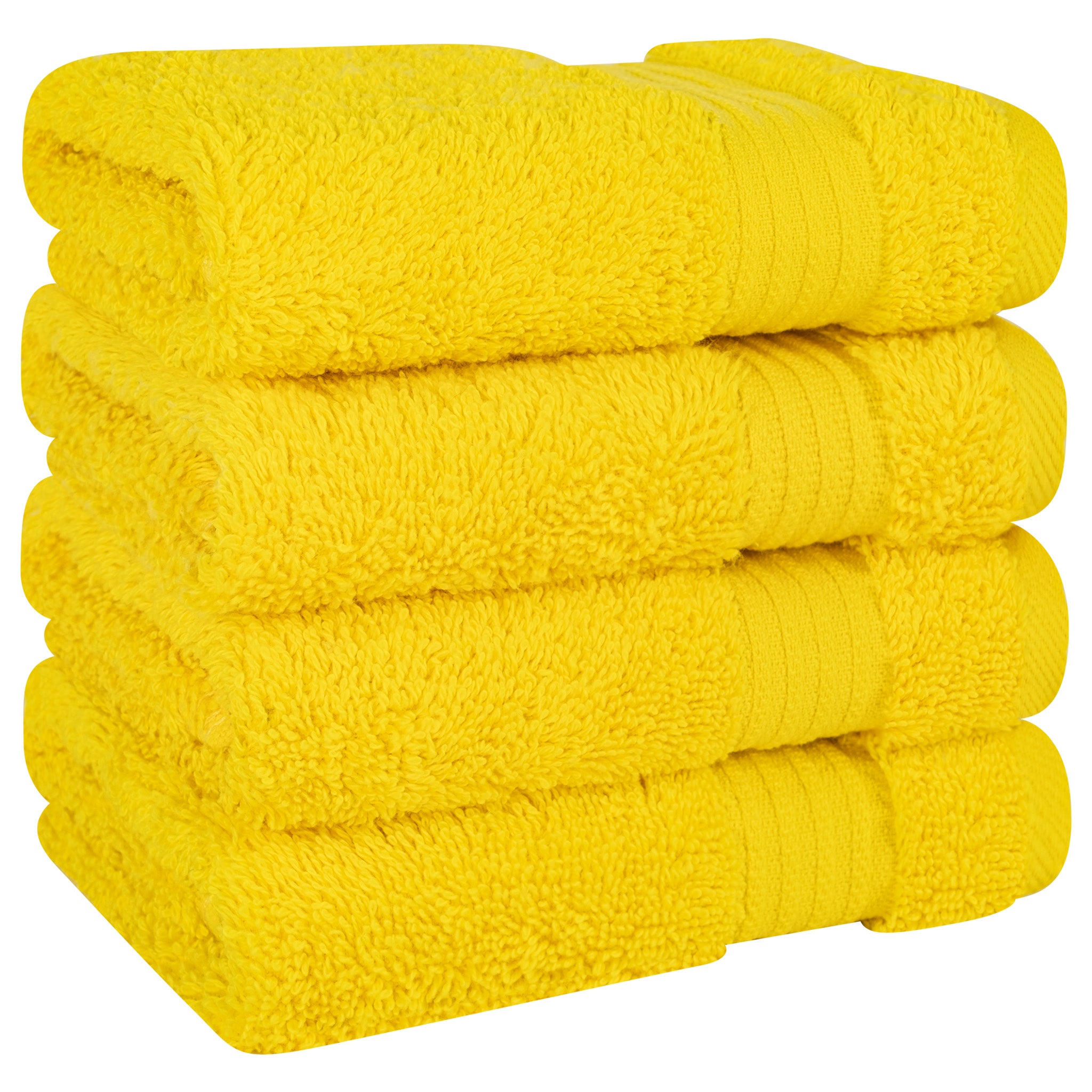 American Soft Linen Bekos 100% Cotton Turkish Towels, 4 Piece Washcloth Towel Set -yellow-03