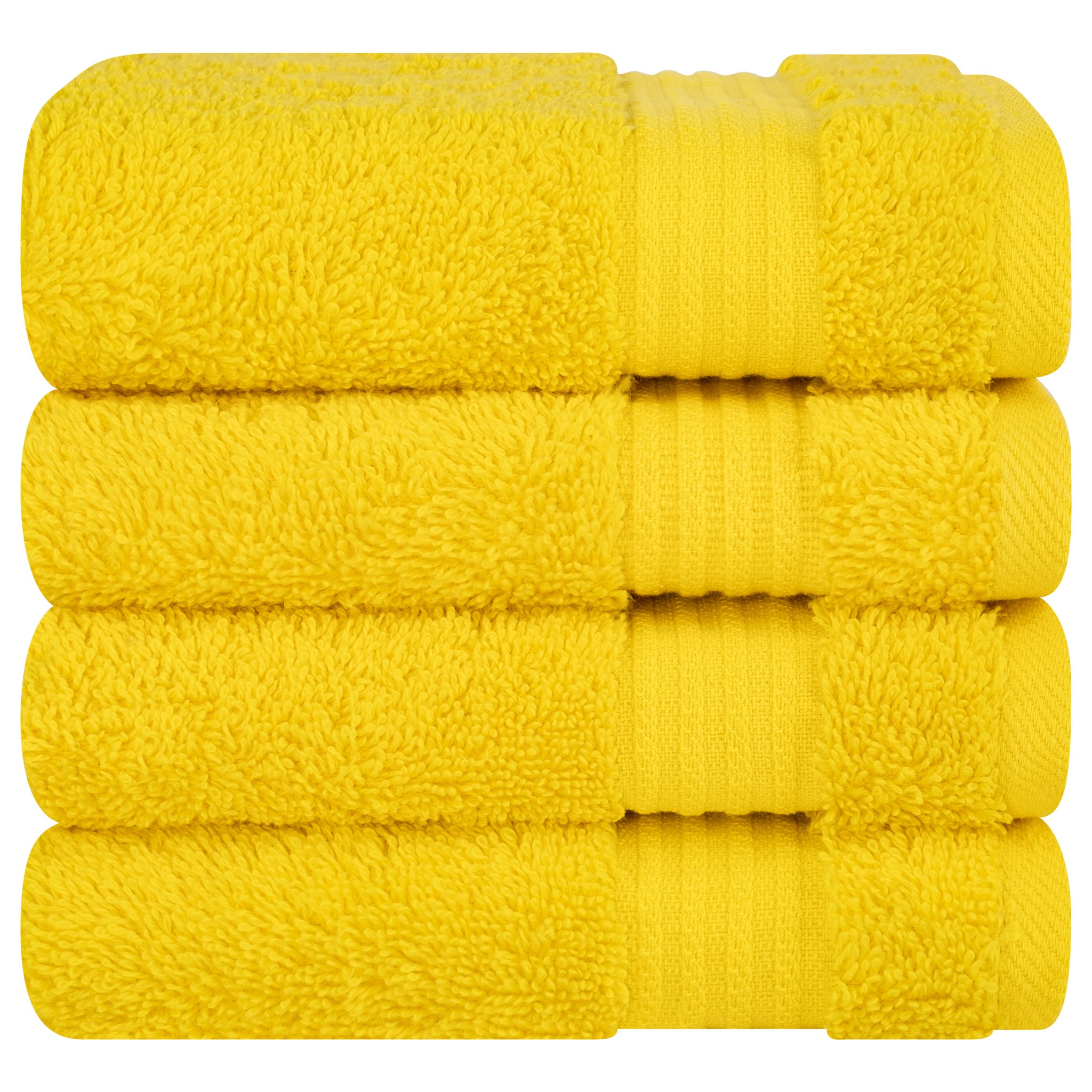 American Soft Linen Bekos 100% Cotton Turkish Towels, 4 Piece Washcloth Towel Set -yellow-05