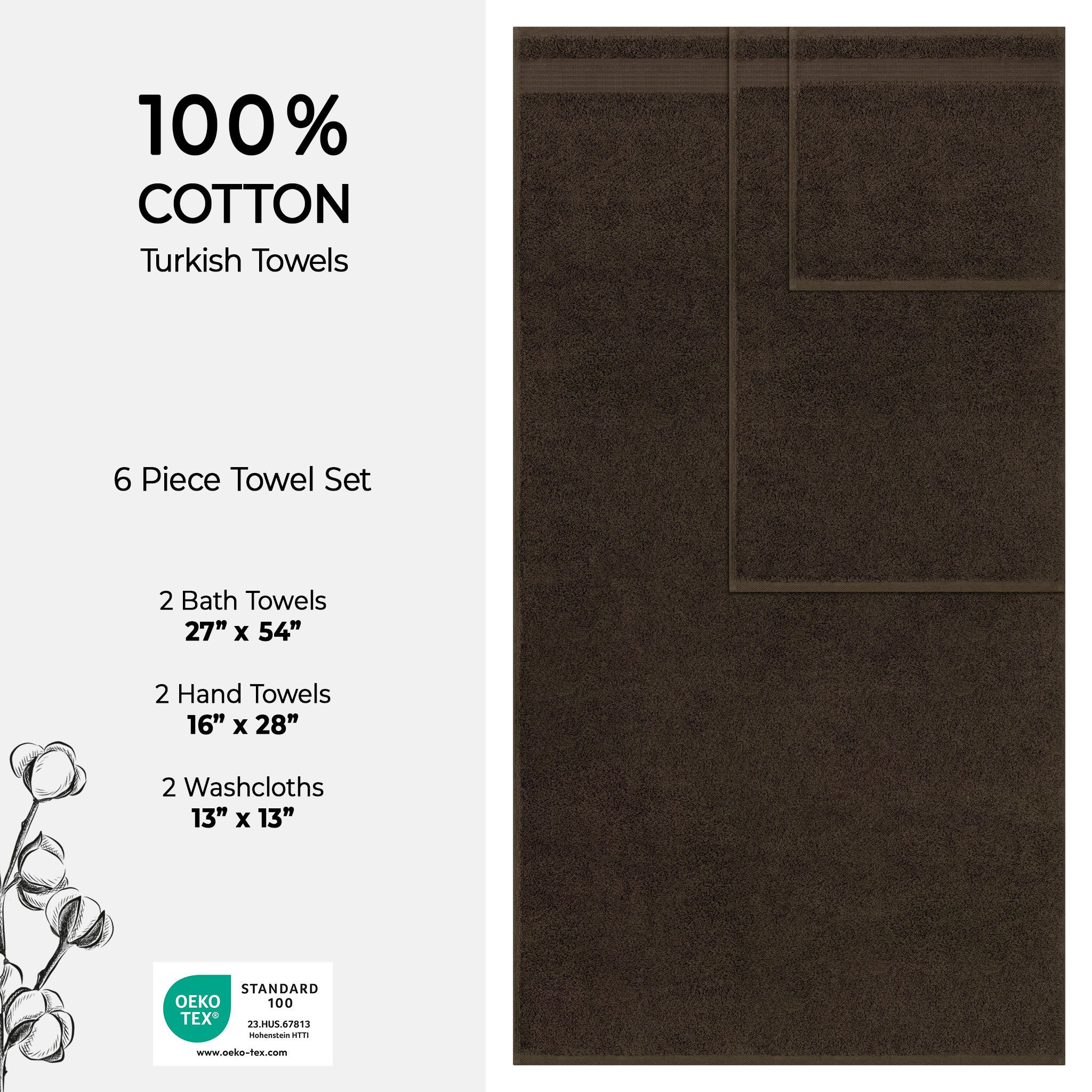 American Soft Linen Bekos 100% Cotton Turkish Towels 6 Piece Bath Towel Set -chocolate-brown-04
