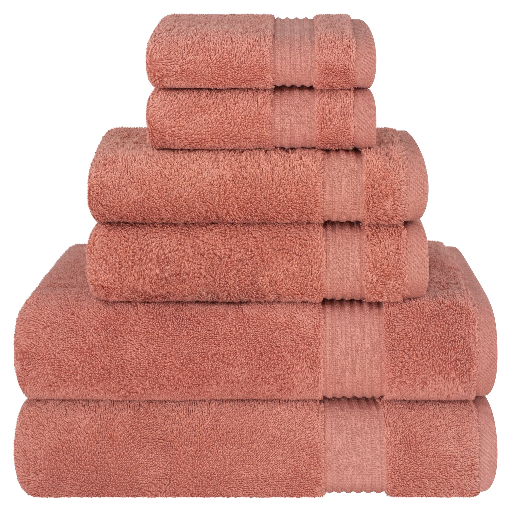 American Soft Linen Bekos 100% Cotton Turkish Towels 6 Piece Bath Towel Set -coral-01