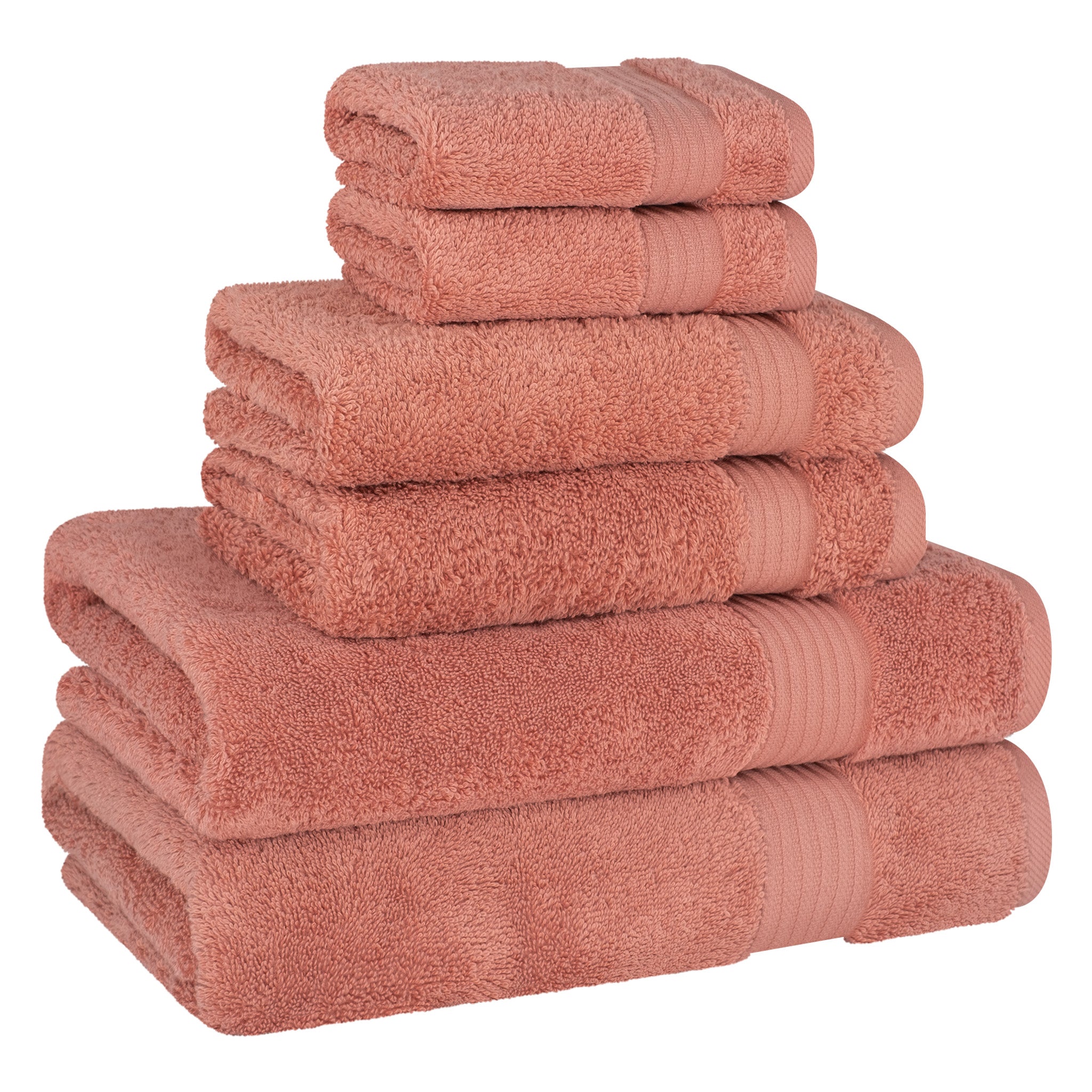 American Soft Linen Bekos 100% Cotton Turkish Towels 6 Piece Bath Towel Set -coral-05