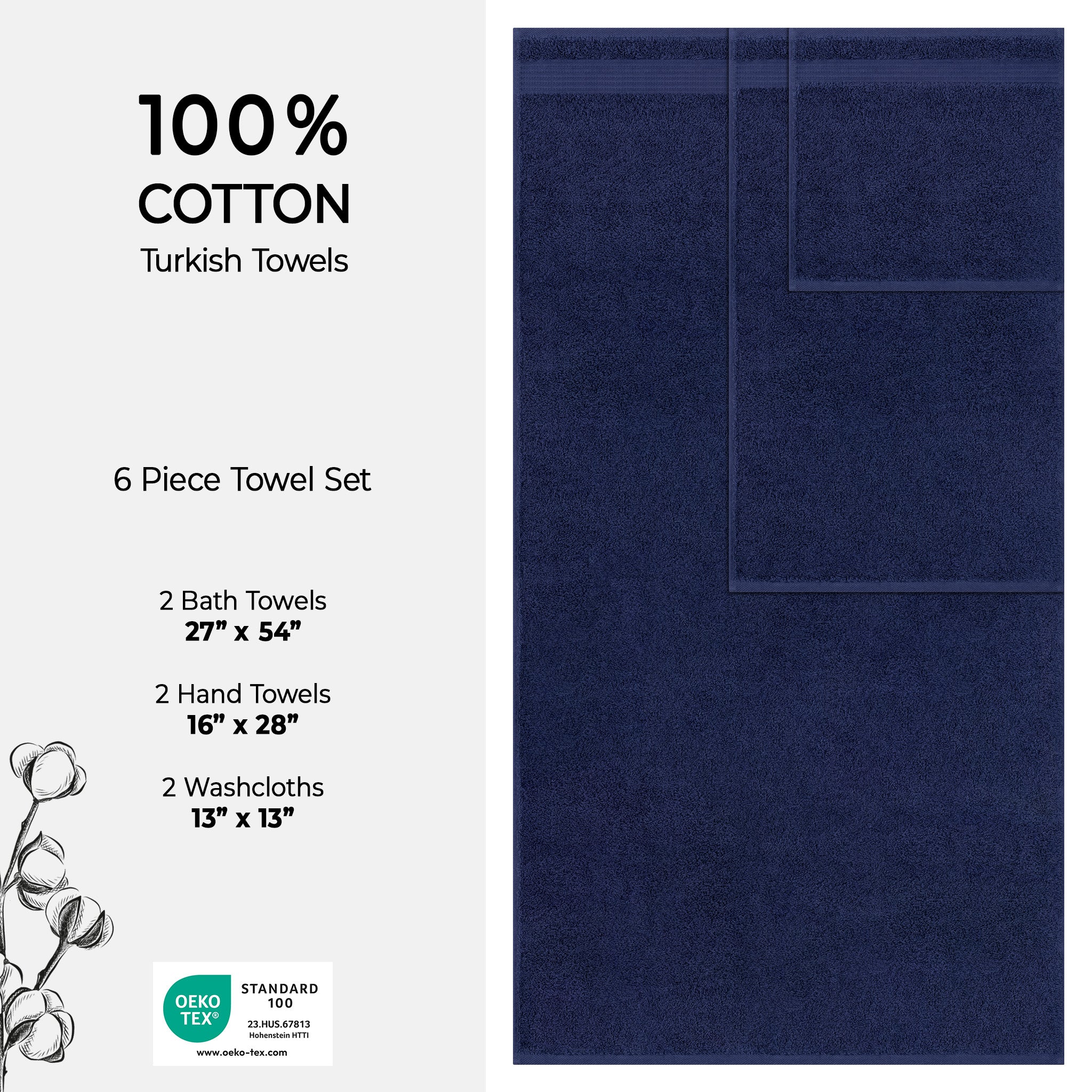 American Soft Linen Bekos 100% Cotton Turkish Towels 6 Piece Bath Towel Set -navy-blue-04