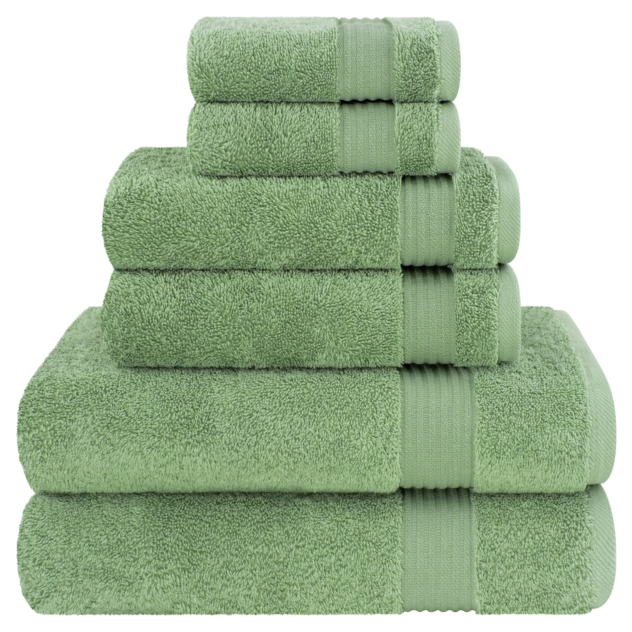 American Soft Linen Bekos 100% Cotton Turkish Towels 6 Piece Bath Towel Set -sage-green-01