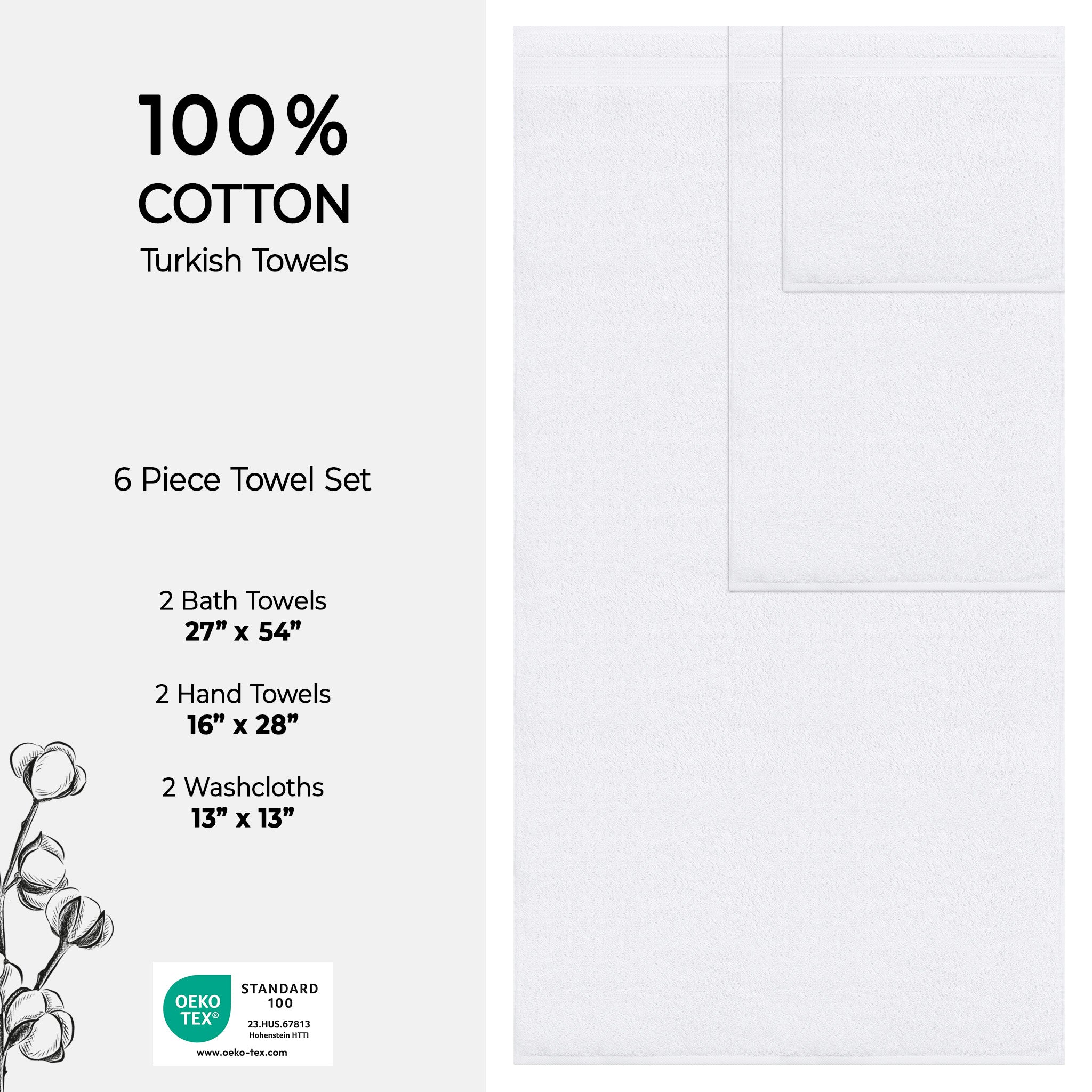 American Soft Linen Bekos 100% Cotton Turkish Towels 6 Piece Bath Towel Set -white-04