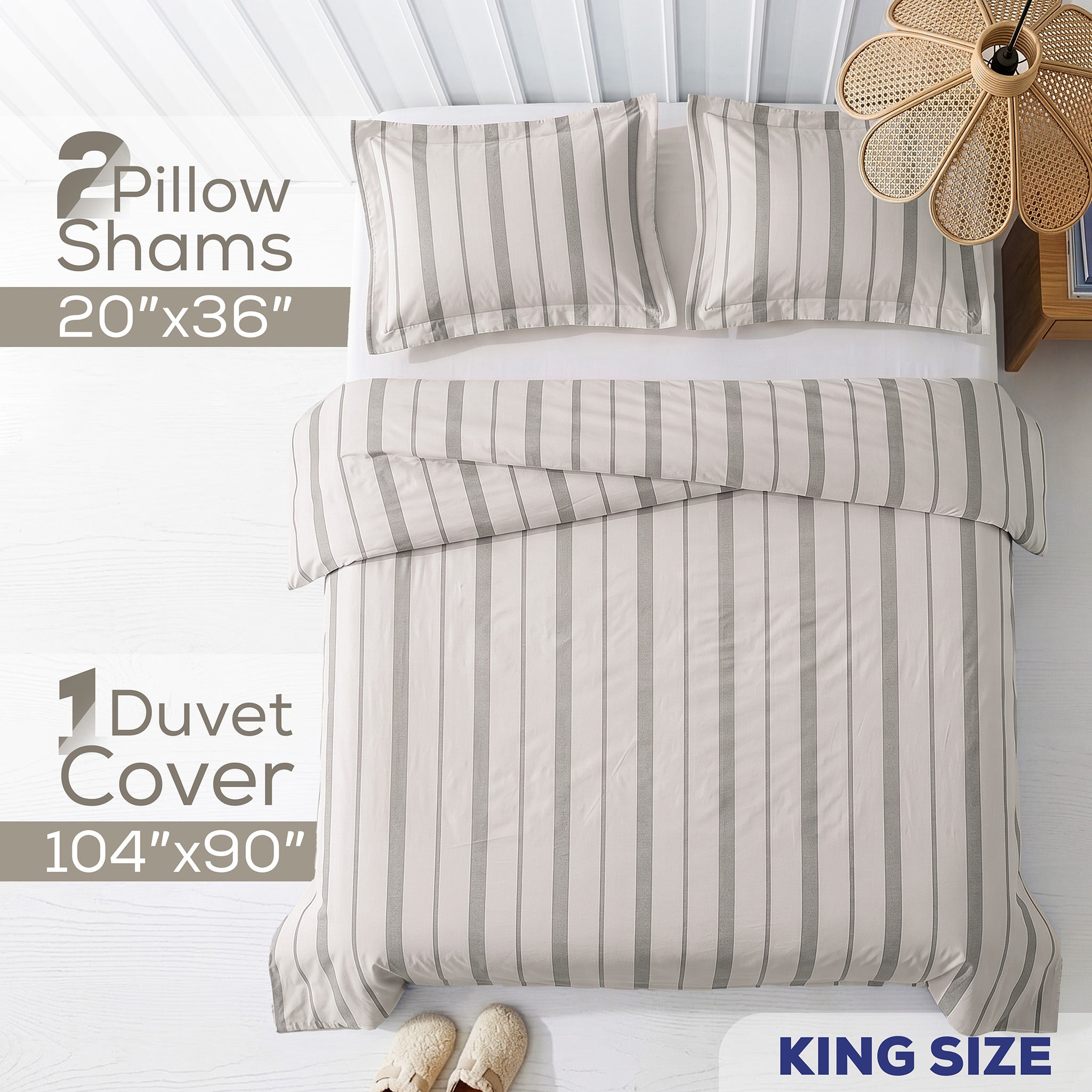 Wholesale 100% Washed Cotton Percale Duvet Cover Set – 200TC Yarn-Dyed Striped Hotel Bedding Set