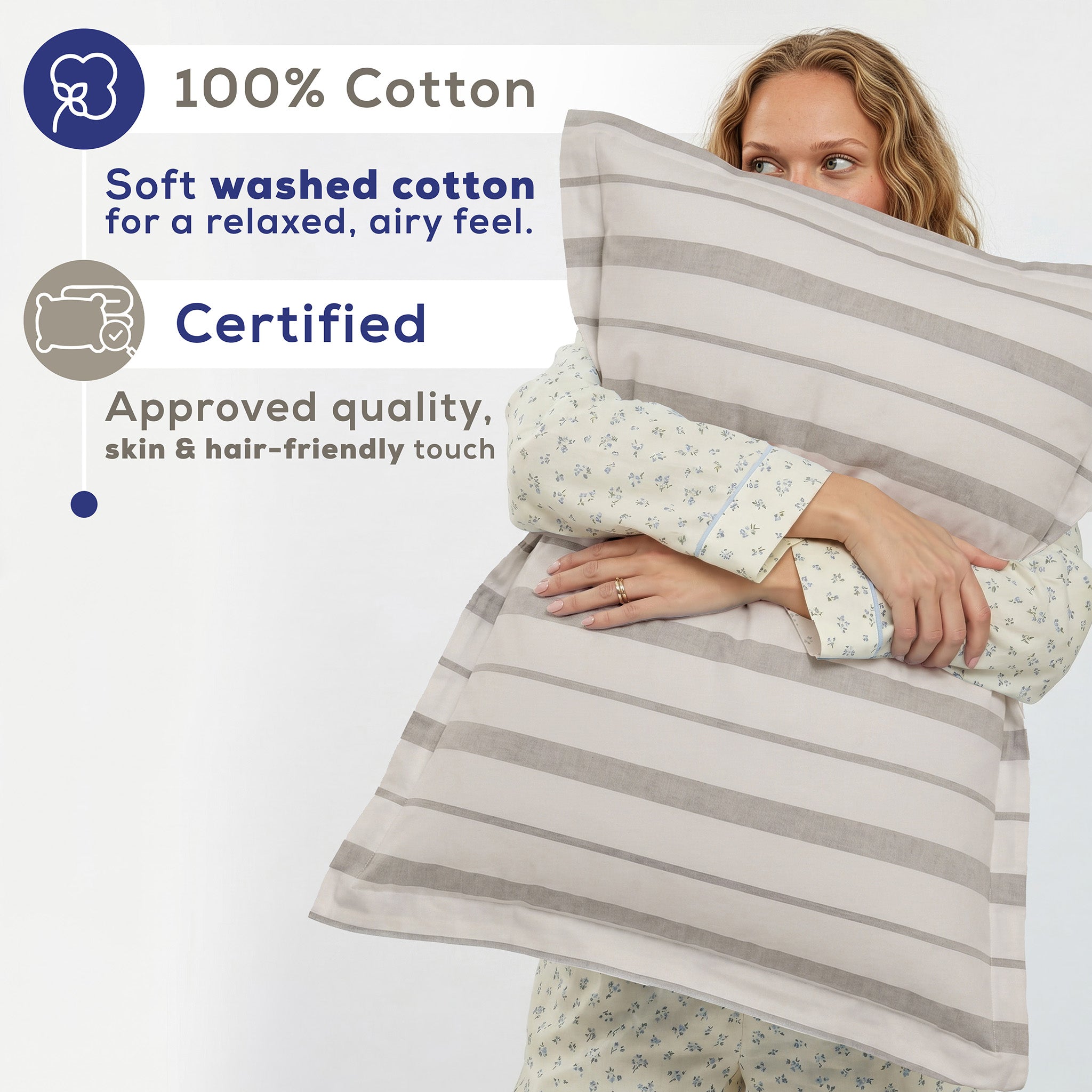 Wholesale 100% Washed Cotton Percale Duvet Cover Set – 200TC Yarn-Dyed Striped Hotel Bedding Set