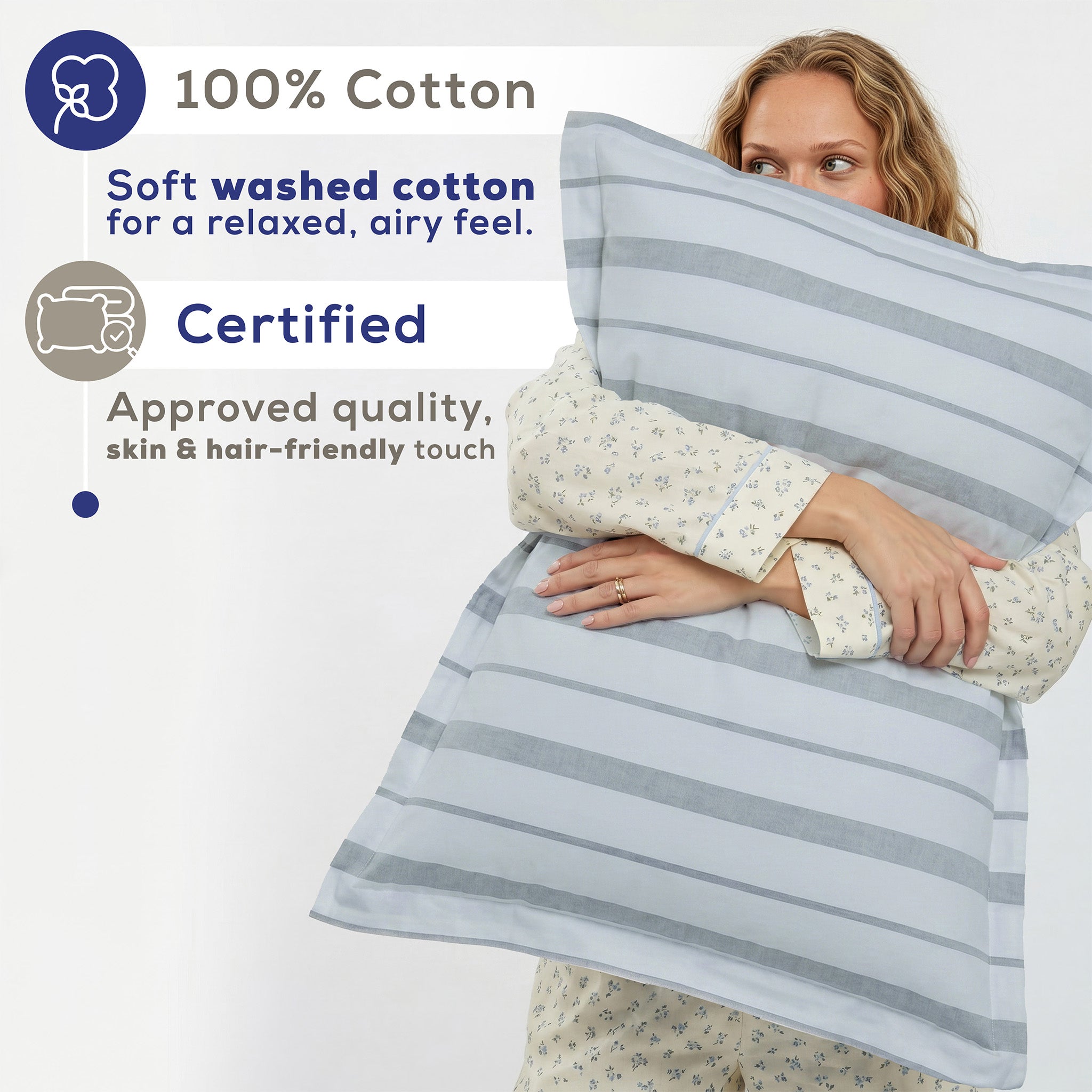 Wholesale 100% Washed Cotton Percale Duvet Cover Set – 200TC Yarn-Dyed Striped Hotel Bedding Set