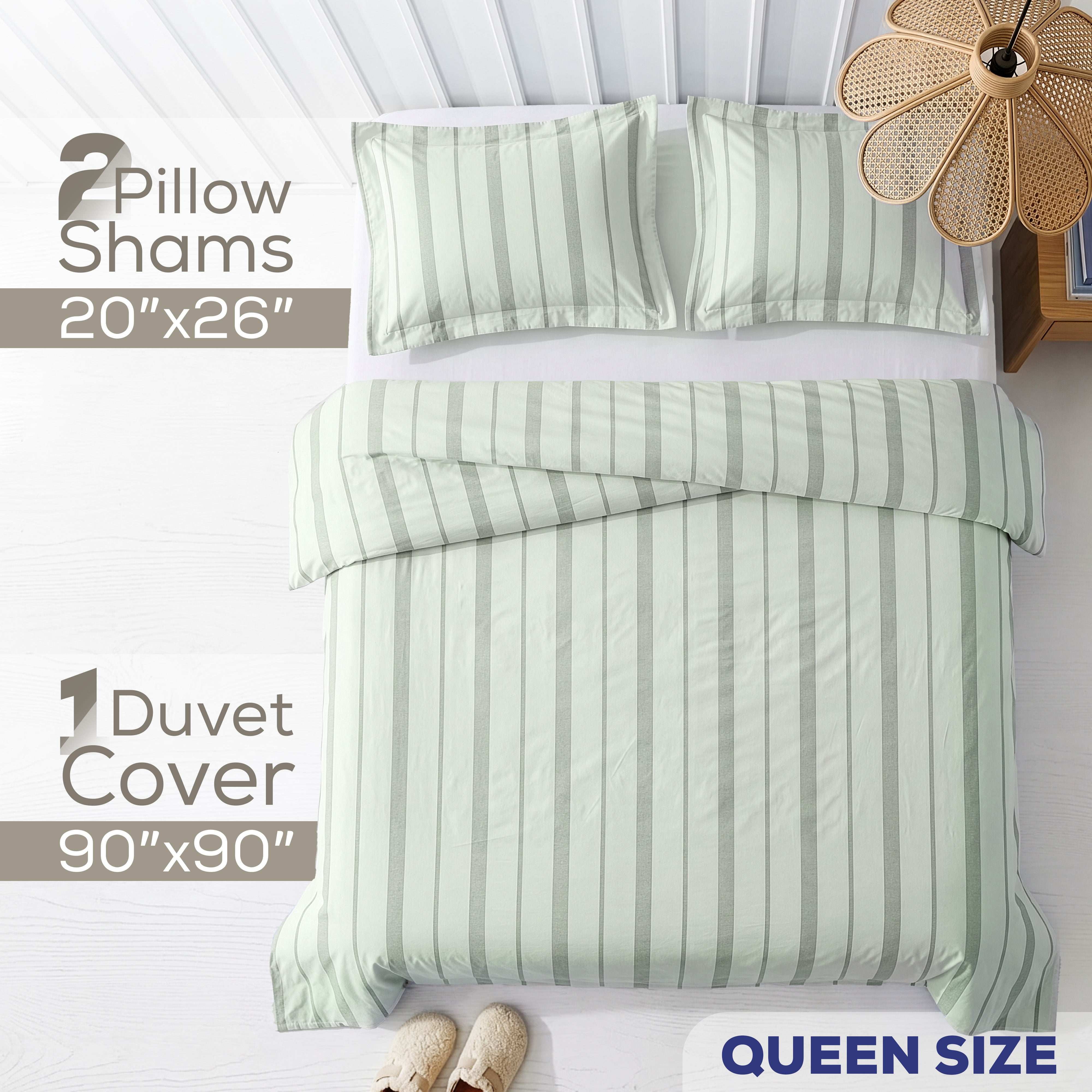 Wholesale 100% Washed Cotton Percale Duvet Cover Set – 200TC Yarn-Dyed Striped Hotel Bedding Set
