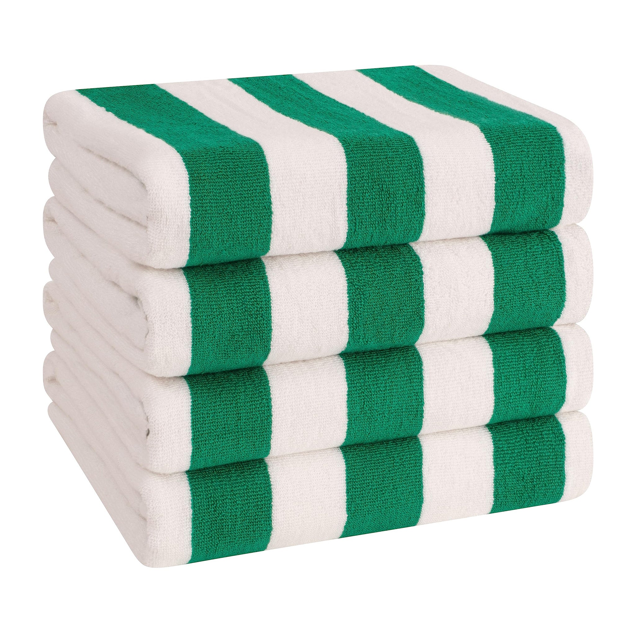 American Soft Linen 100% Cotton 4 Pack Beach Towels Cabana Striped Pool Towels -green-1
