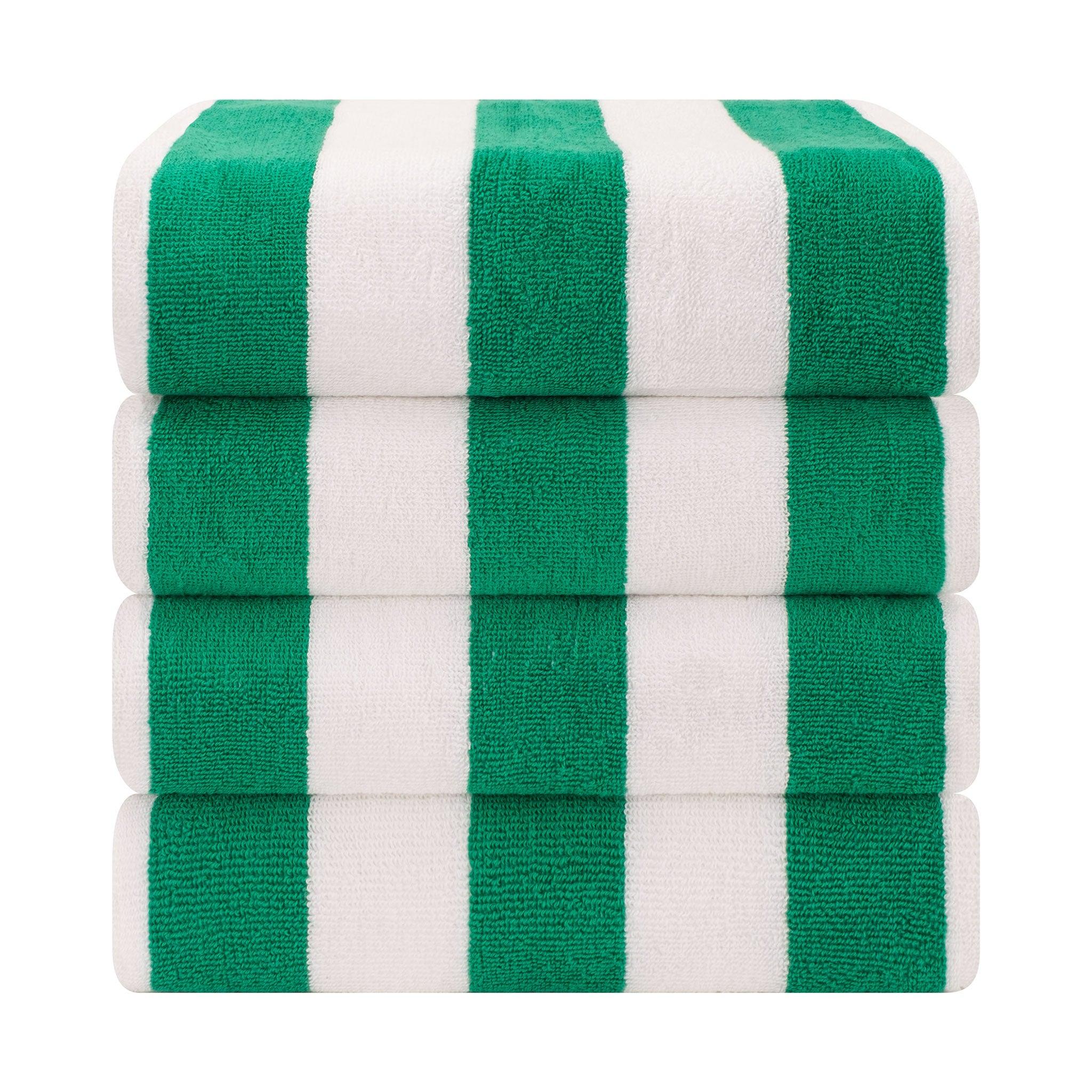 American Soft Linen 100% Cotton 4 Pack Beach Towels Cabana Striped Pool Towels -green-2