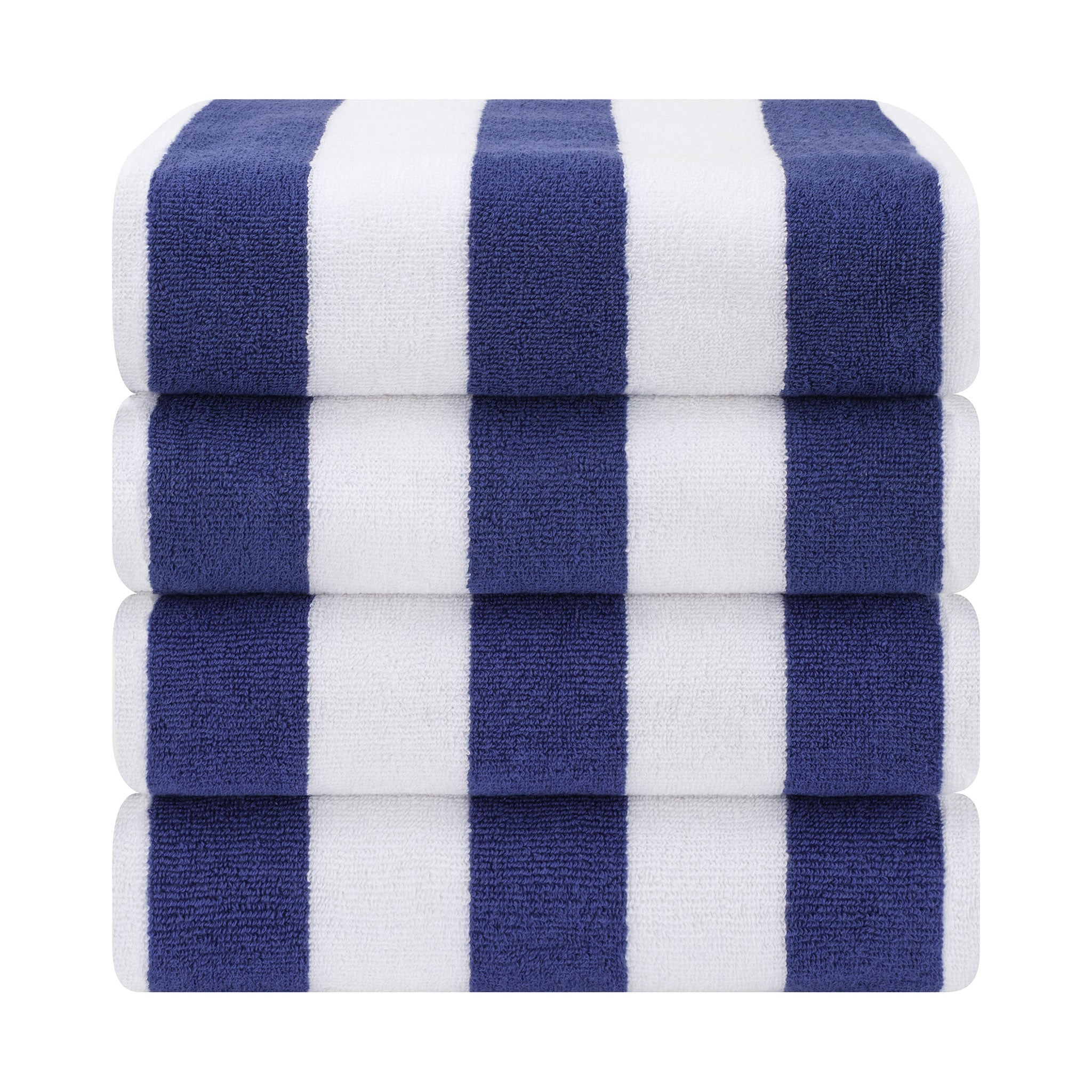 American Soft Linen 100% Cotton 4 Pack Beach Towels Cabana Striped Pool Towels -navy-blue-2
