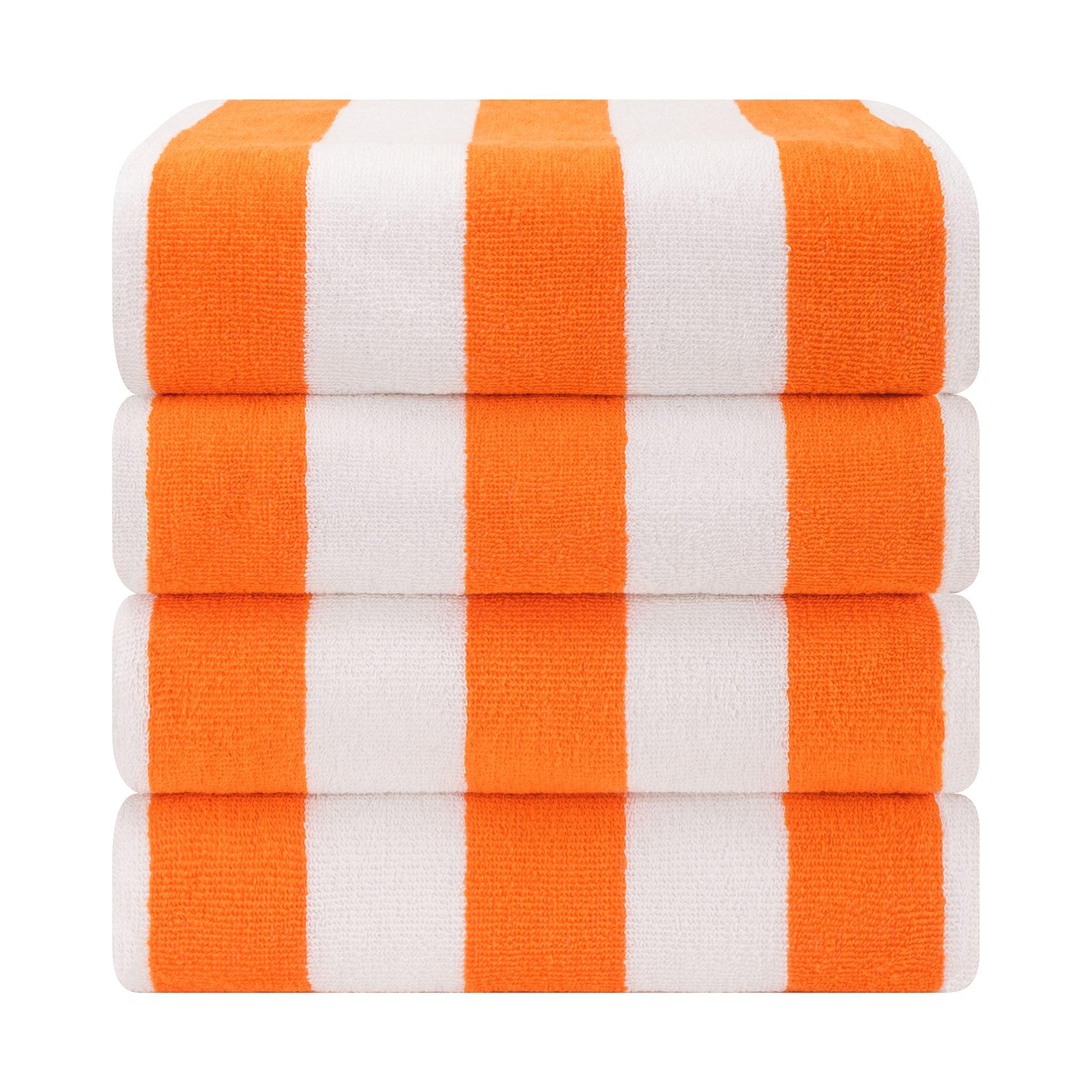 American Soft Linen 100% Cotton 4 Pack Beach Towels Cabana Striped Pool Towels -orange-2
