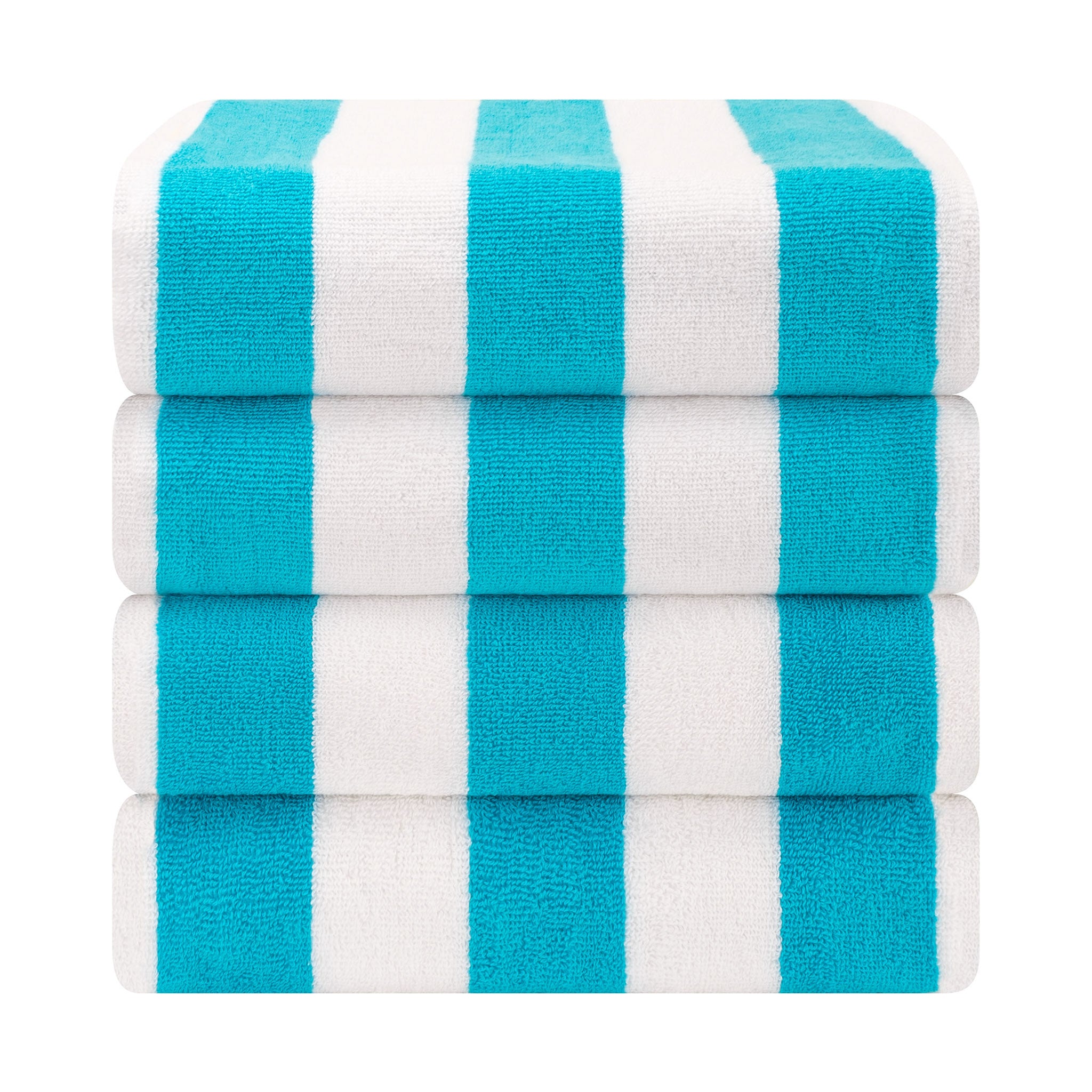 American Soft Linen 100% Cotton 4 Pack Beach Towels Cabana Striped Pool Towels -turquoise-blue-2