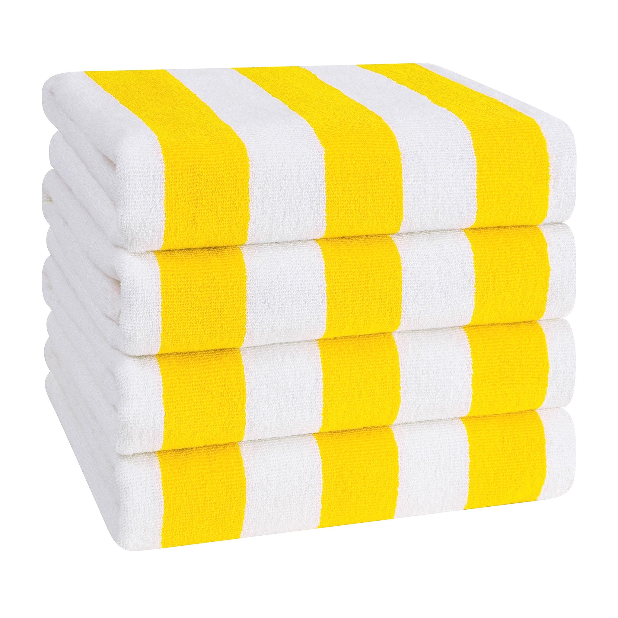 American Soft Linen 100% Cotton 4 Pack Beach Towels Cabana Striped Pool Towels -yellow-1