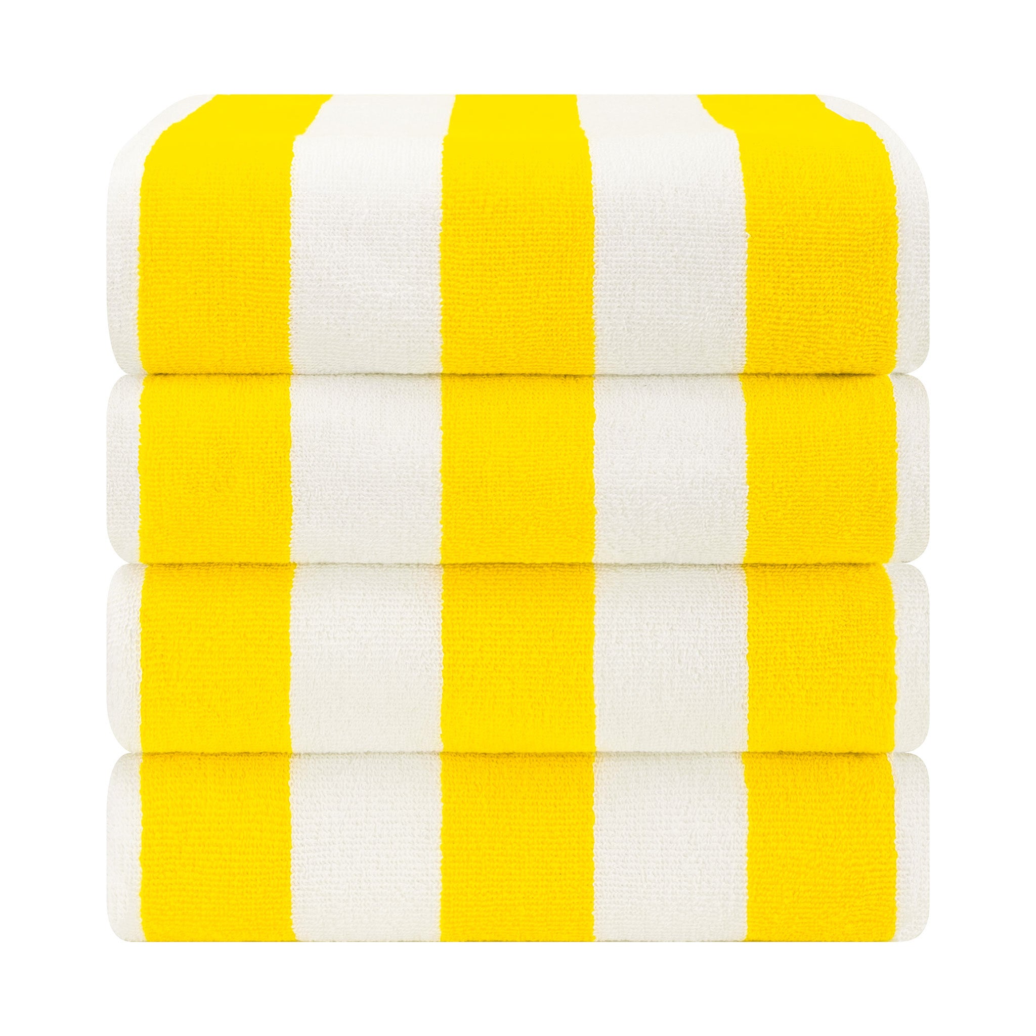 American Soft Linen 100% Cotton 4 Pack Beach Towels Cabana Striped Pool Towels -yellow-2