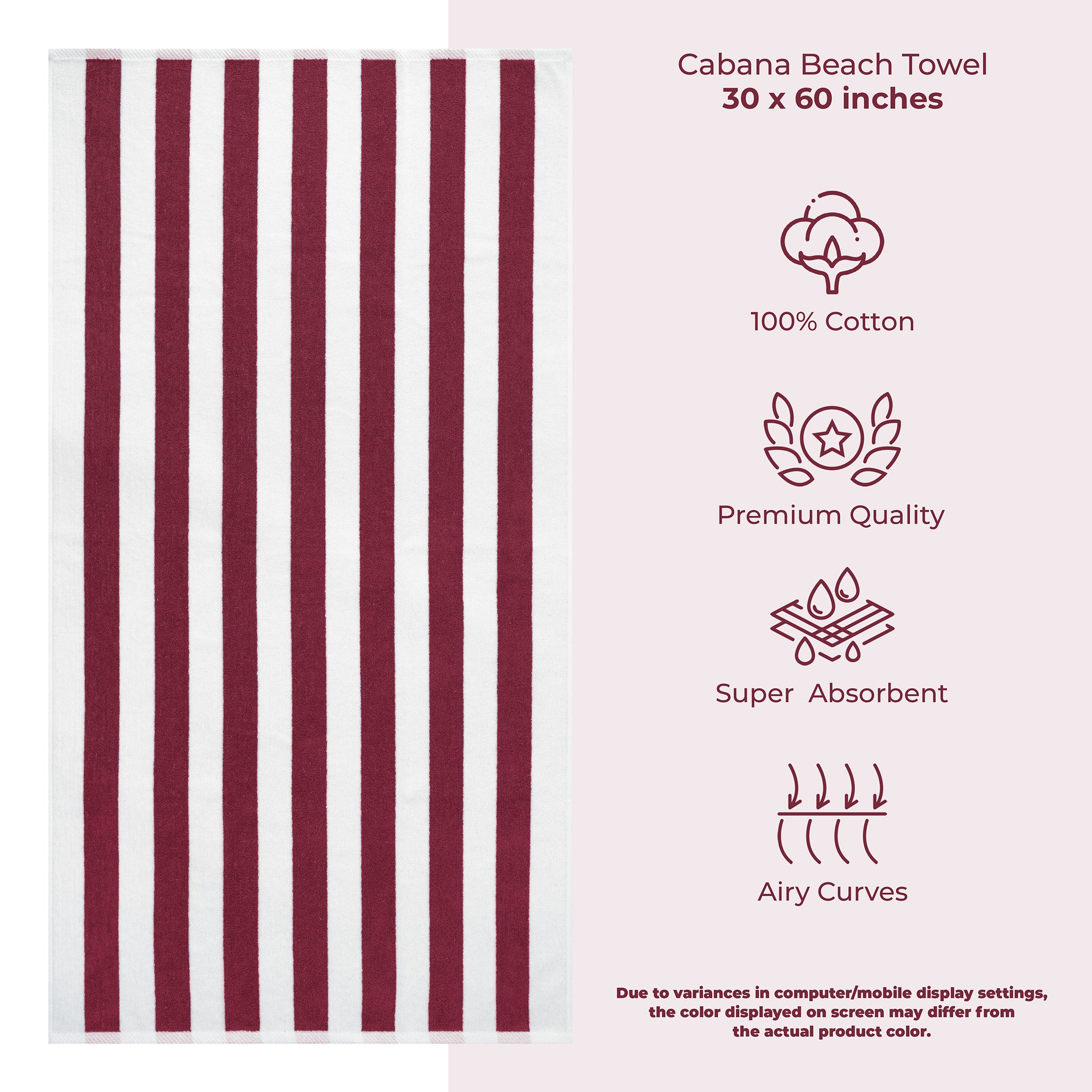 American Soft Linen Cabana Striped Beach Towel 32 Set Case Pack -Bordeaux-white-3