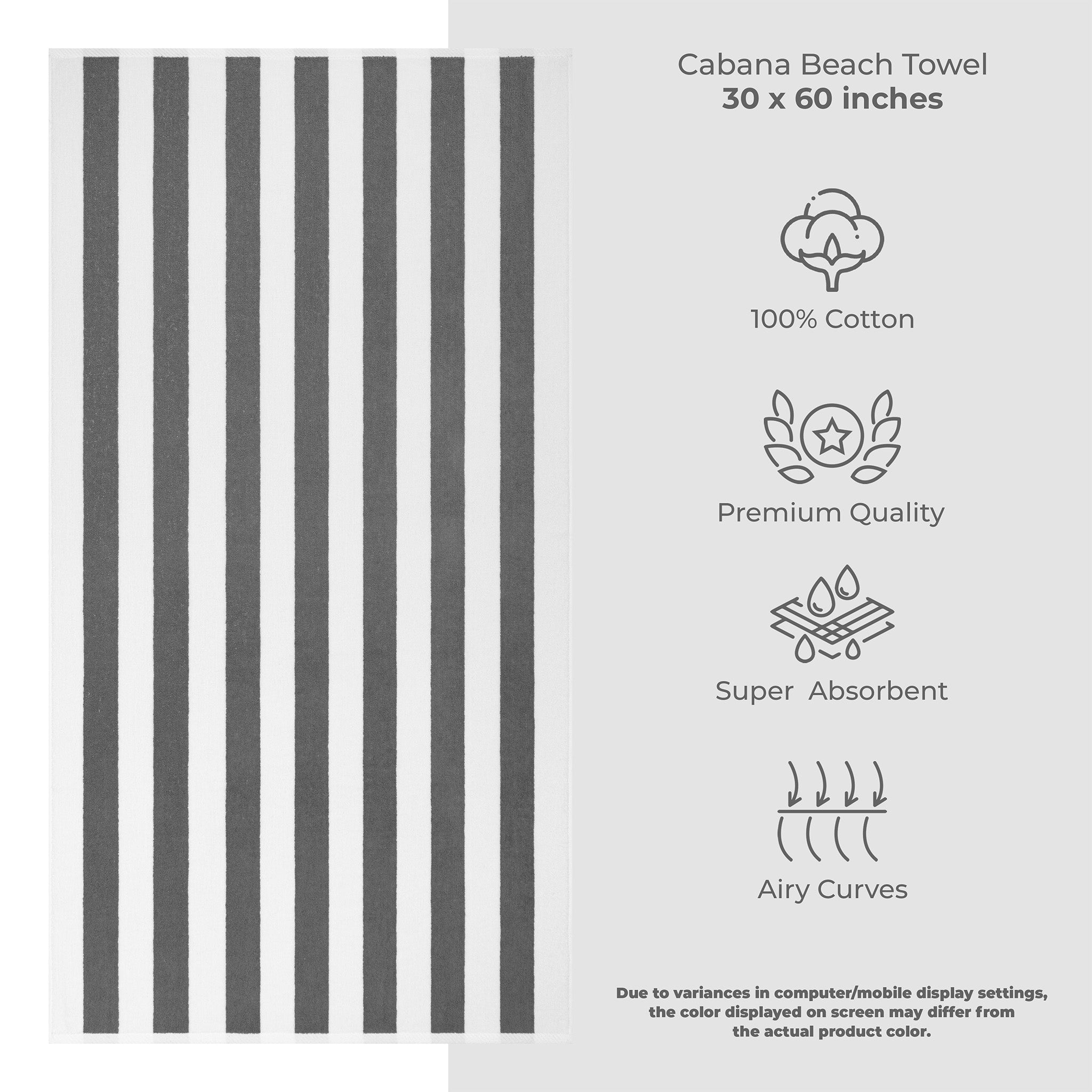 American Soft Linen Cabana Striped Beach Towel 32 Set Case Pack -gray-3