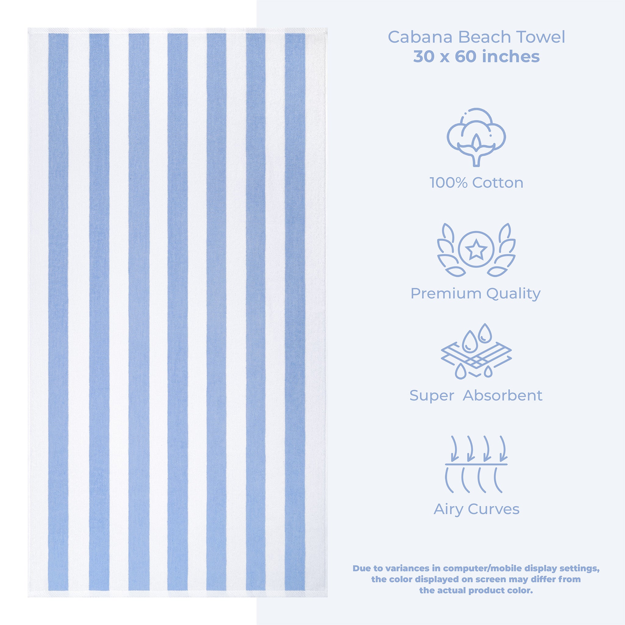 American Soft Linen Cabana Striped Beach Towel 32 Set Case Pack -sky-blue-white-3