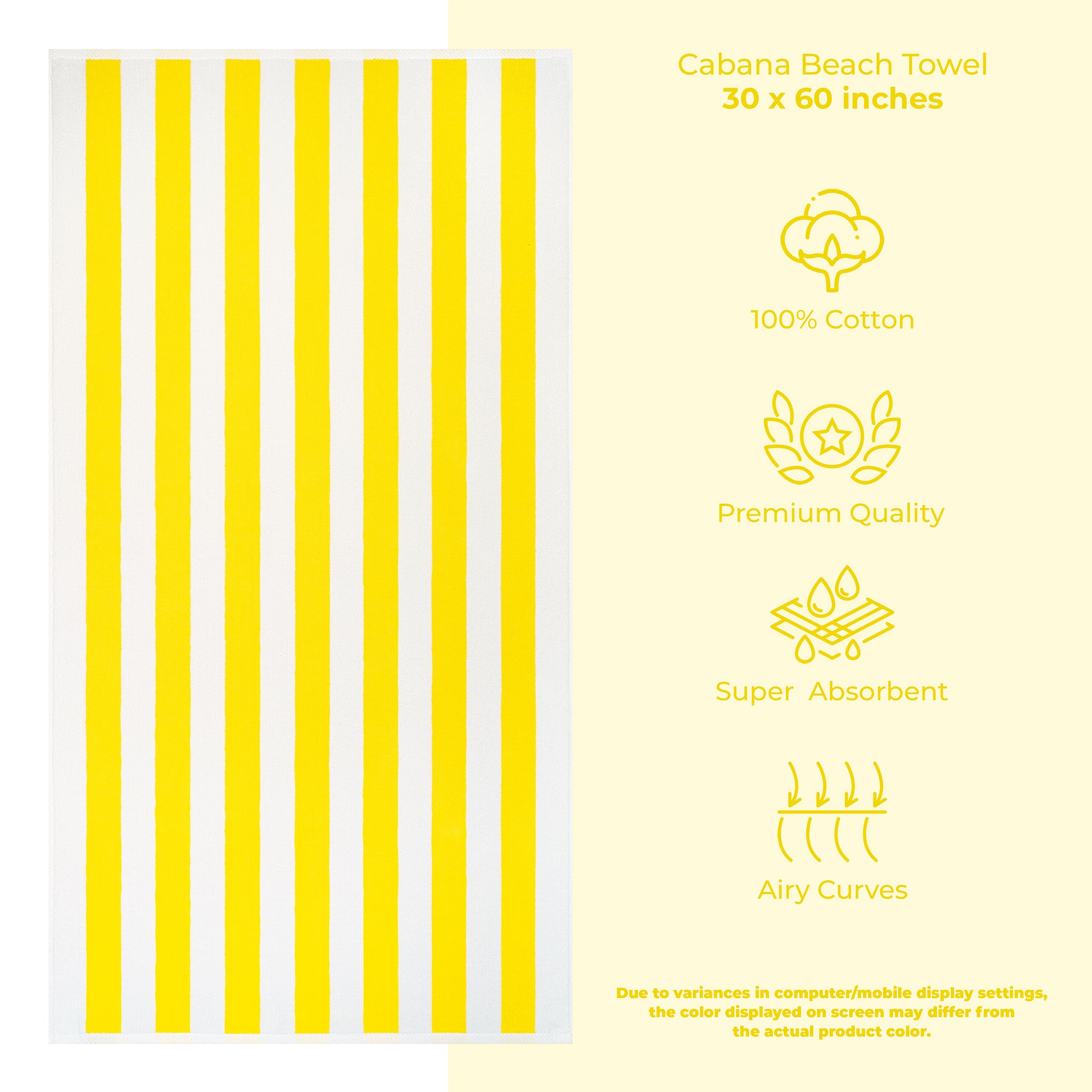 American Soft Linen Cabana Striped Beach Towel 32 Set Case Pack -yellow-white-3