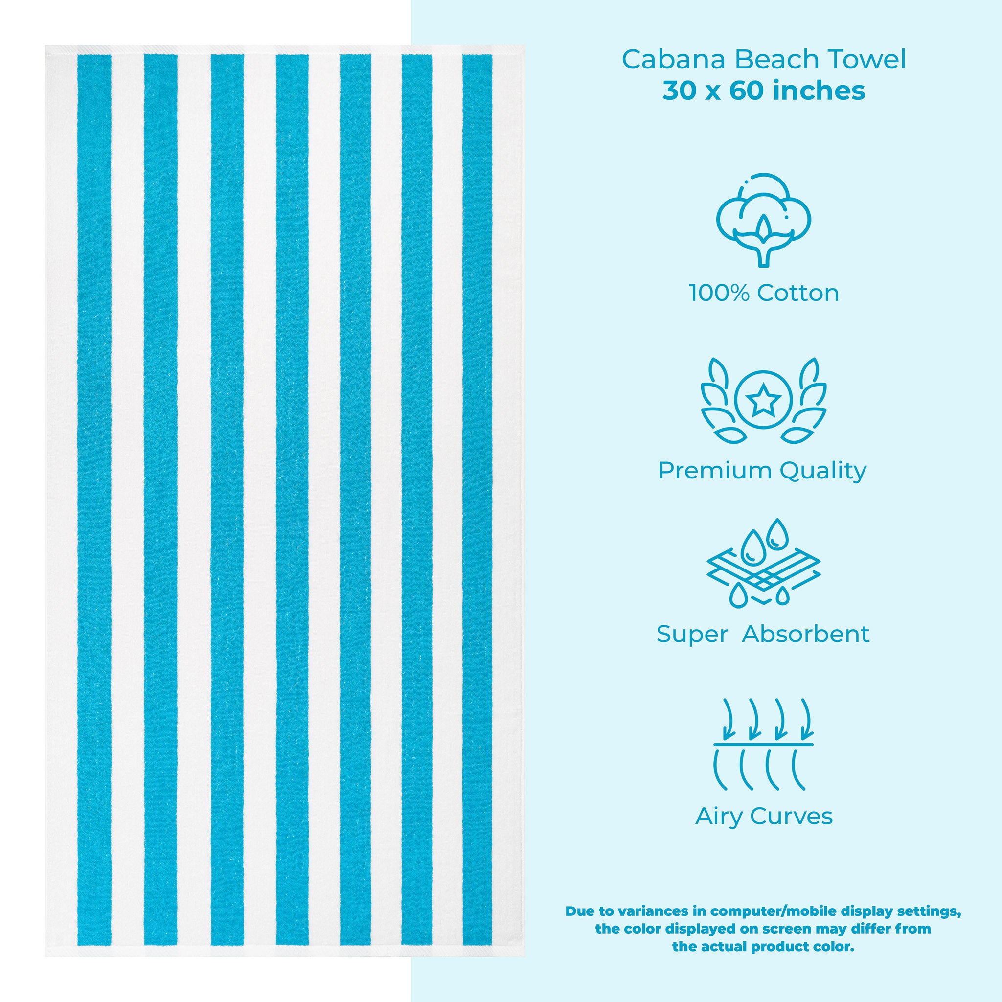 American Soft Linen Cabana Oversized Beach Towel -turquoise-blue-white-3
