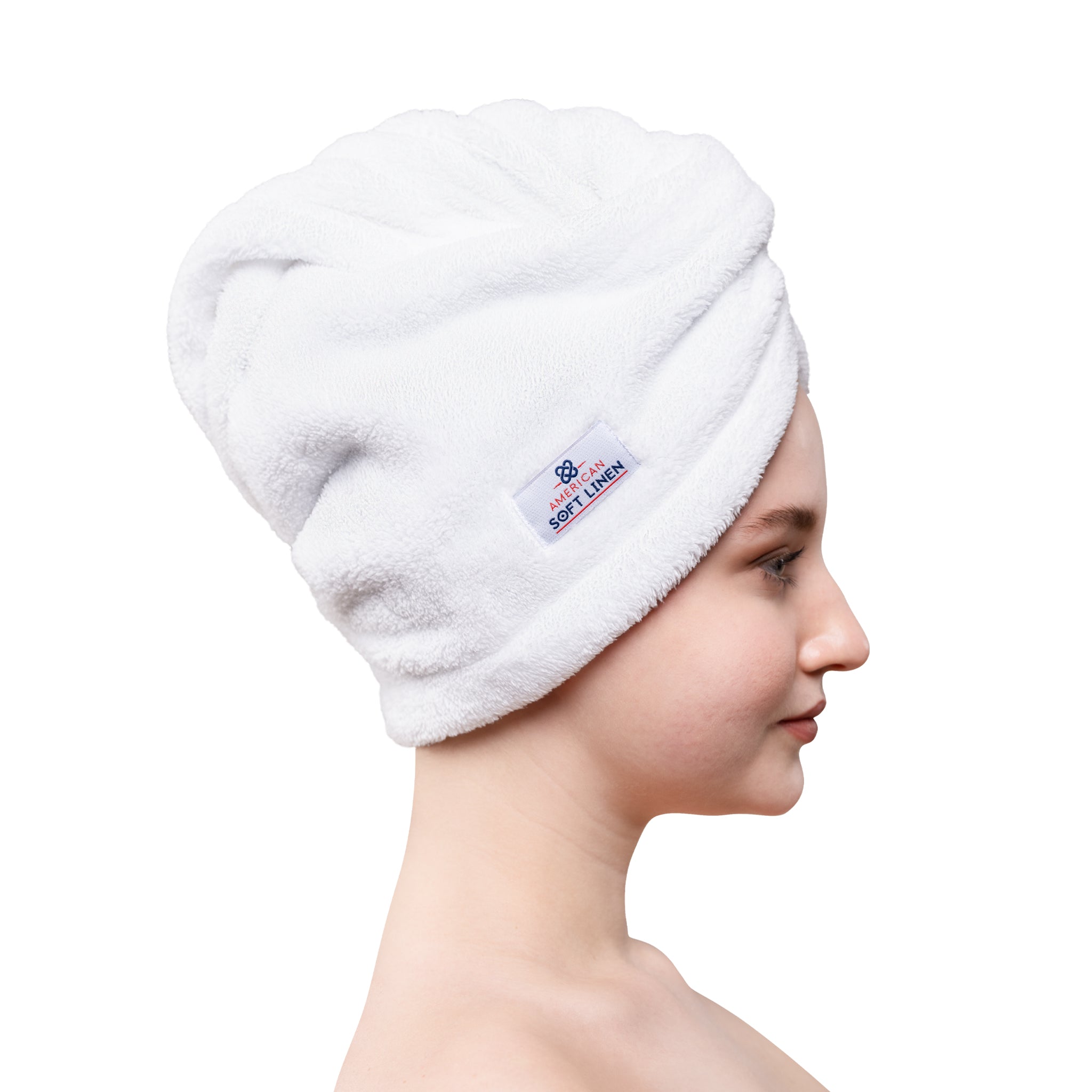 American Soft Linen Extremely Soft Super Absorbent and Fast Drying Hair Towel -2-packed-white-2