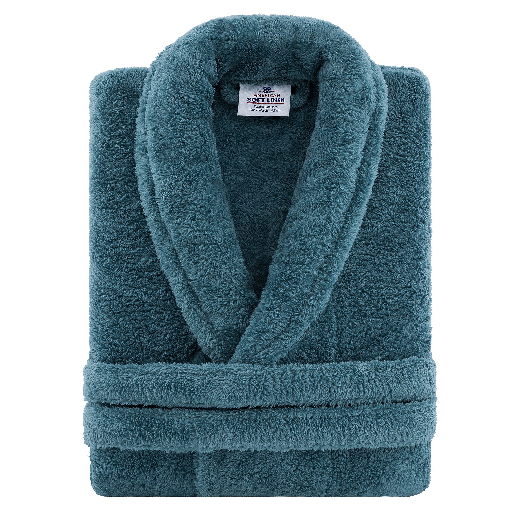 American Soft Linen Super Soft, Absorbent and Fluffy, Unisex Fleece Bathrobe L-XL-colonial-blue-3