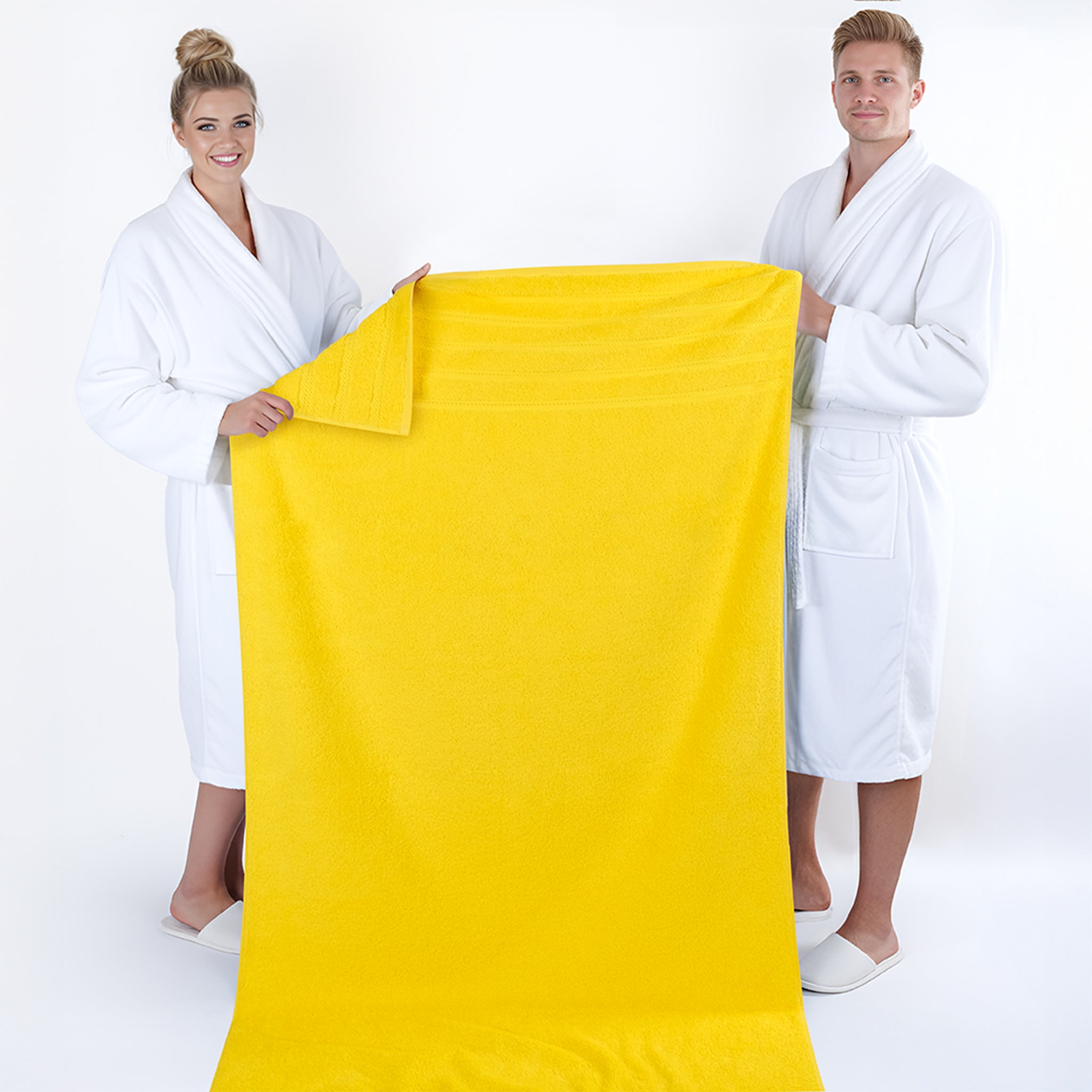 American Soft Linen jumbo bath sheet 35x70, extra large 100% cotton bath towels for Airbnb hotel spa yellow-5
