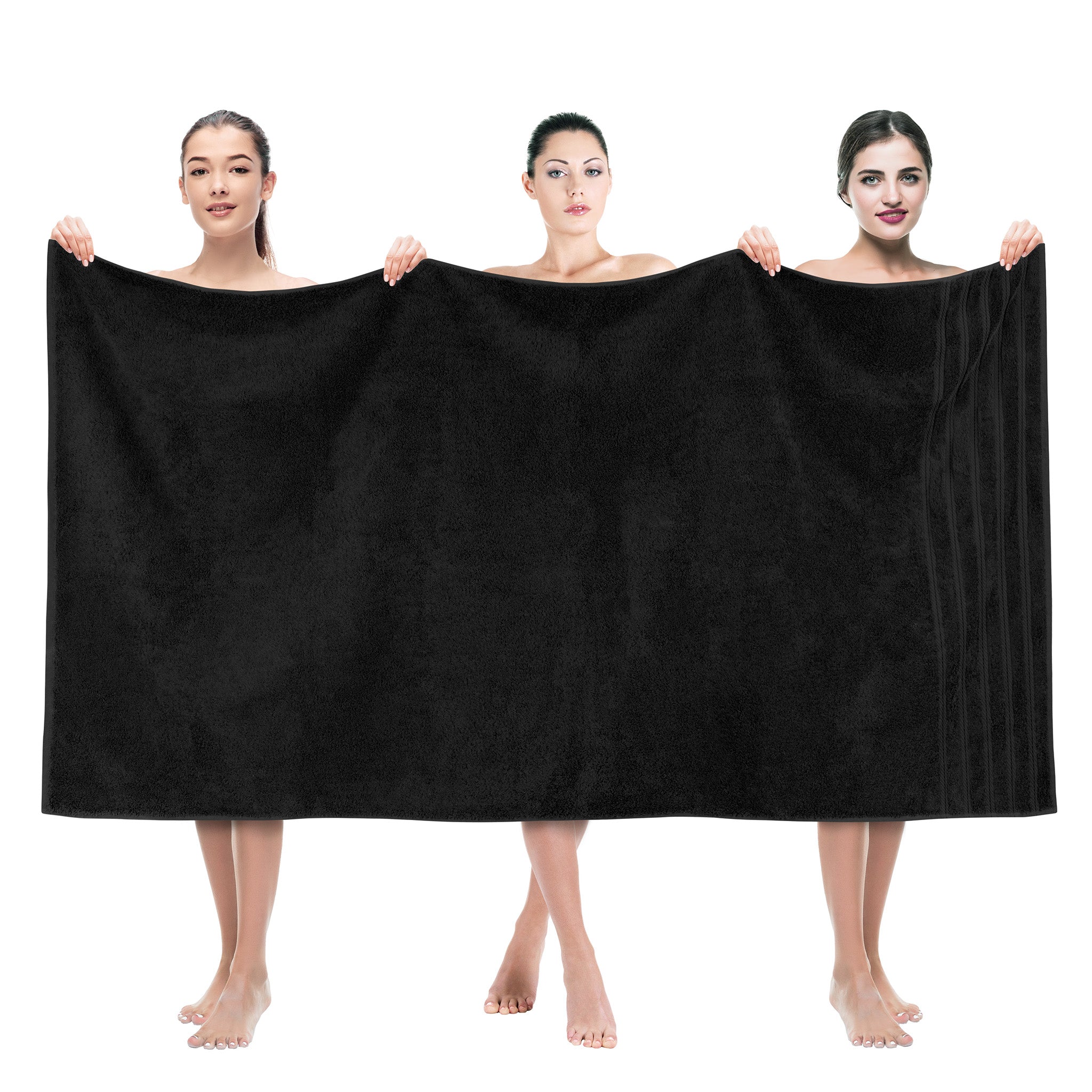American Soft Linen 35x70 Inch 100% Turkish Cotton Jumbo Bath Sheet black-1