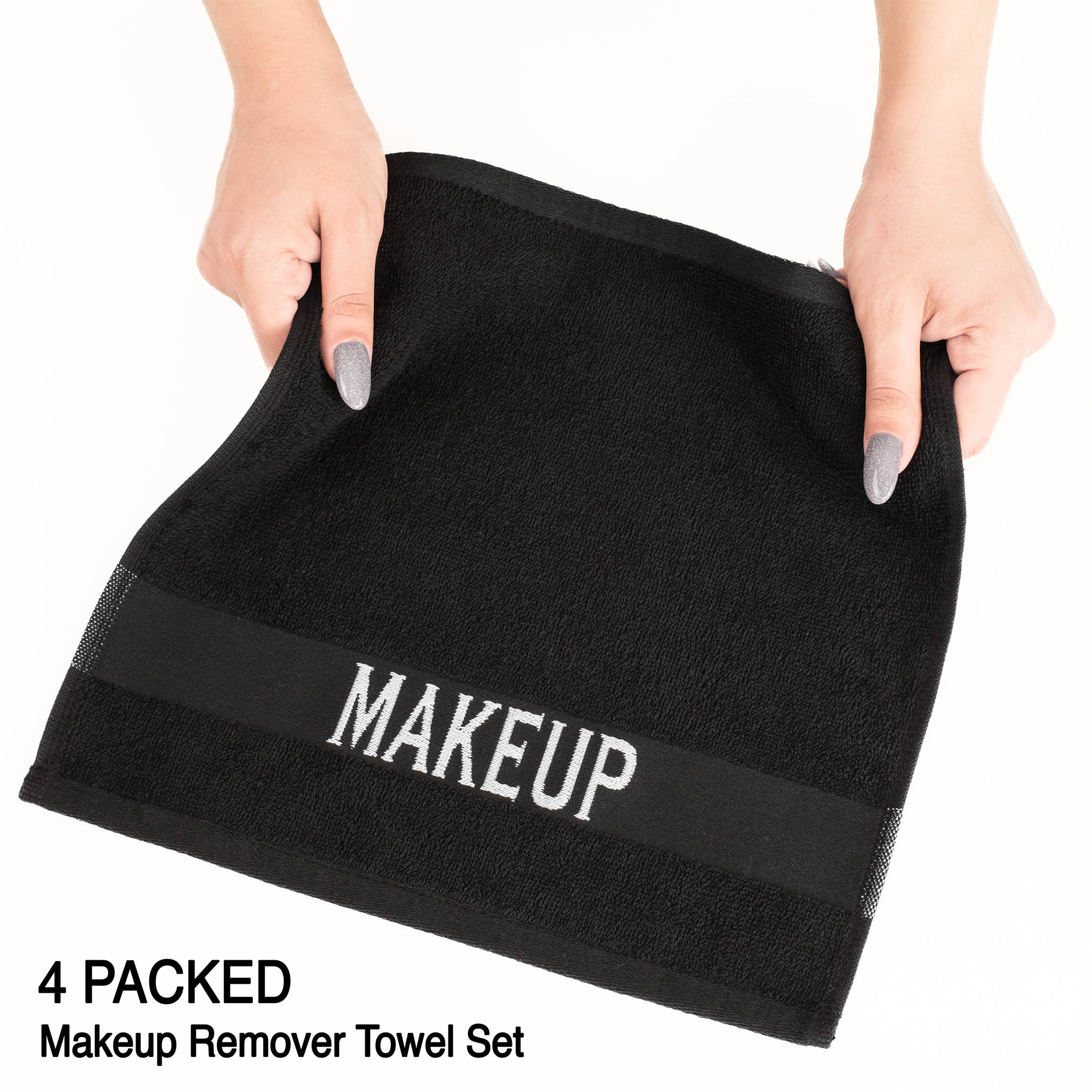 American Soft Linen 100% Cotton Makeup Towels 100 Set Case Pack -black-5