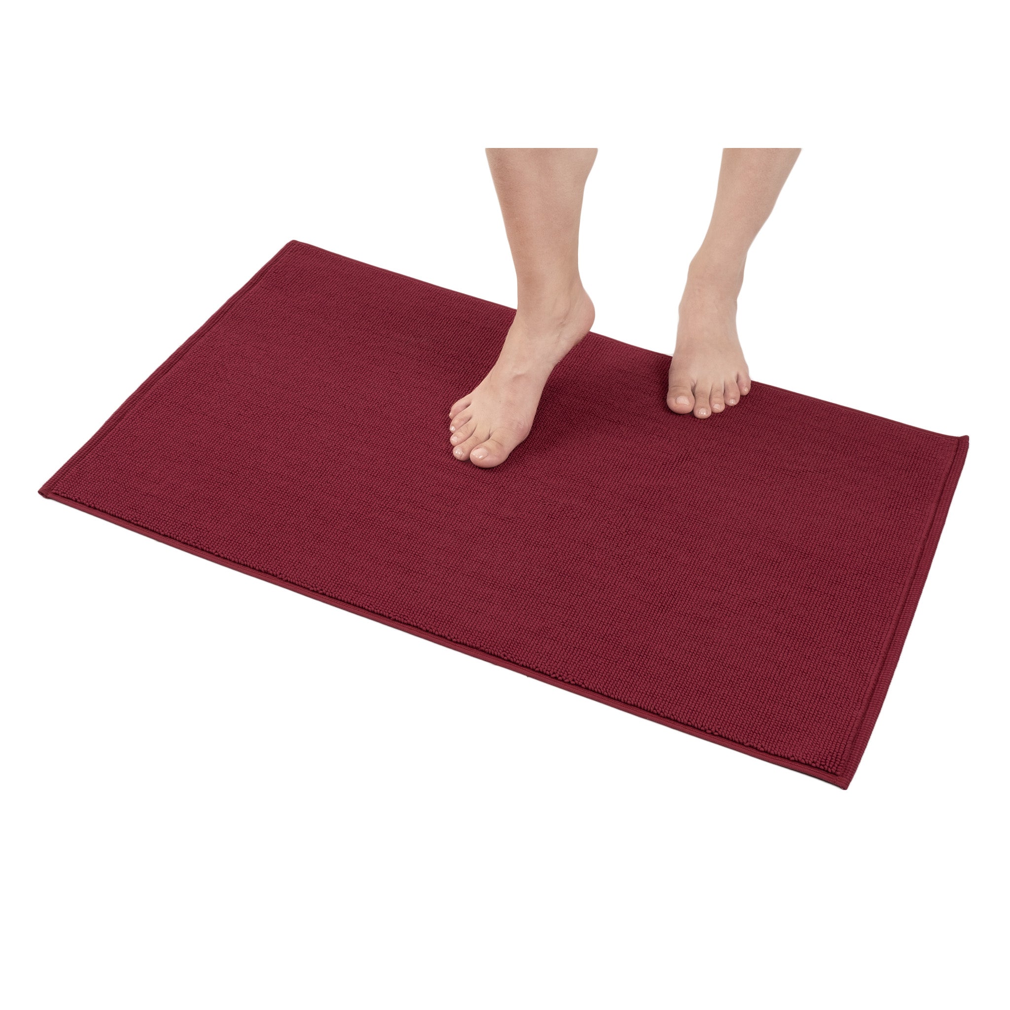 American Soft Linen Non-slip 20x34 100% Cotton Bath Rug Wholesale bordeaux-red-1