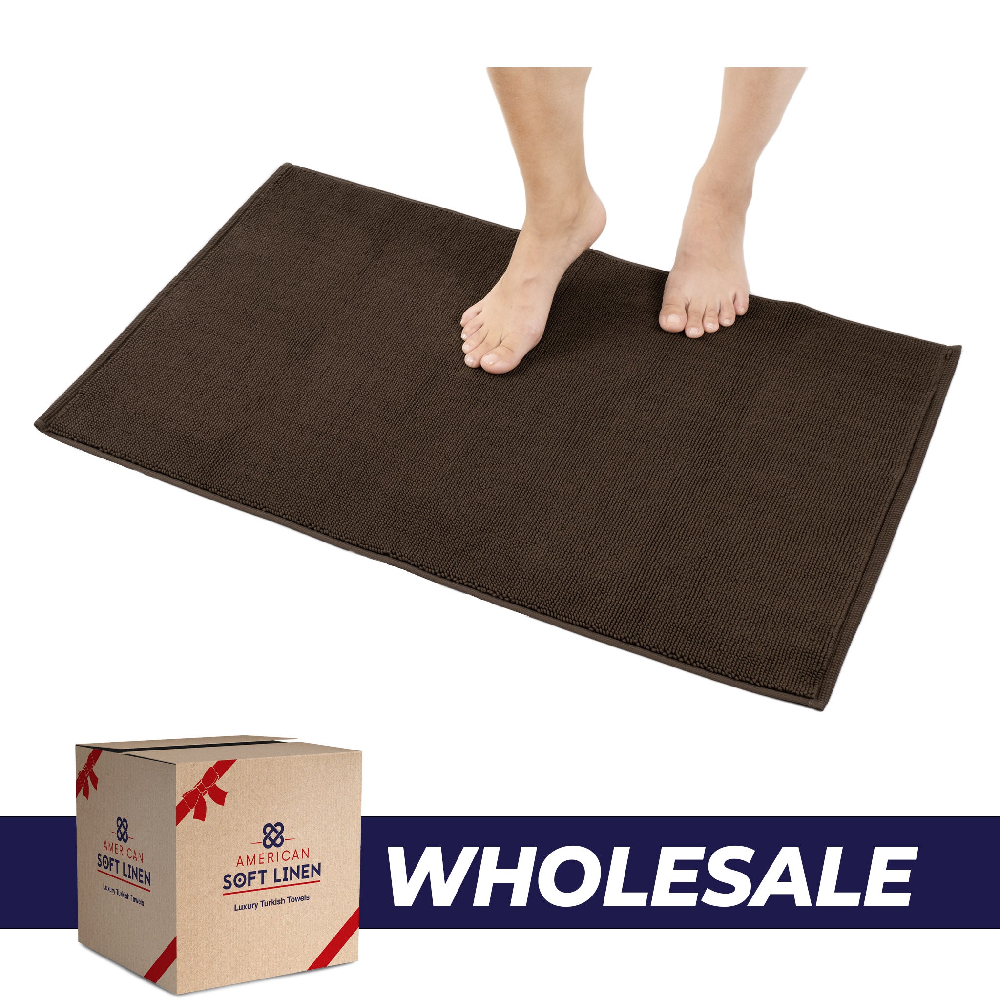 American Soft Linen Non-slip 20x34 100% Cotton Bath Rug Wholesale chocolate-brown-0