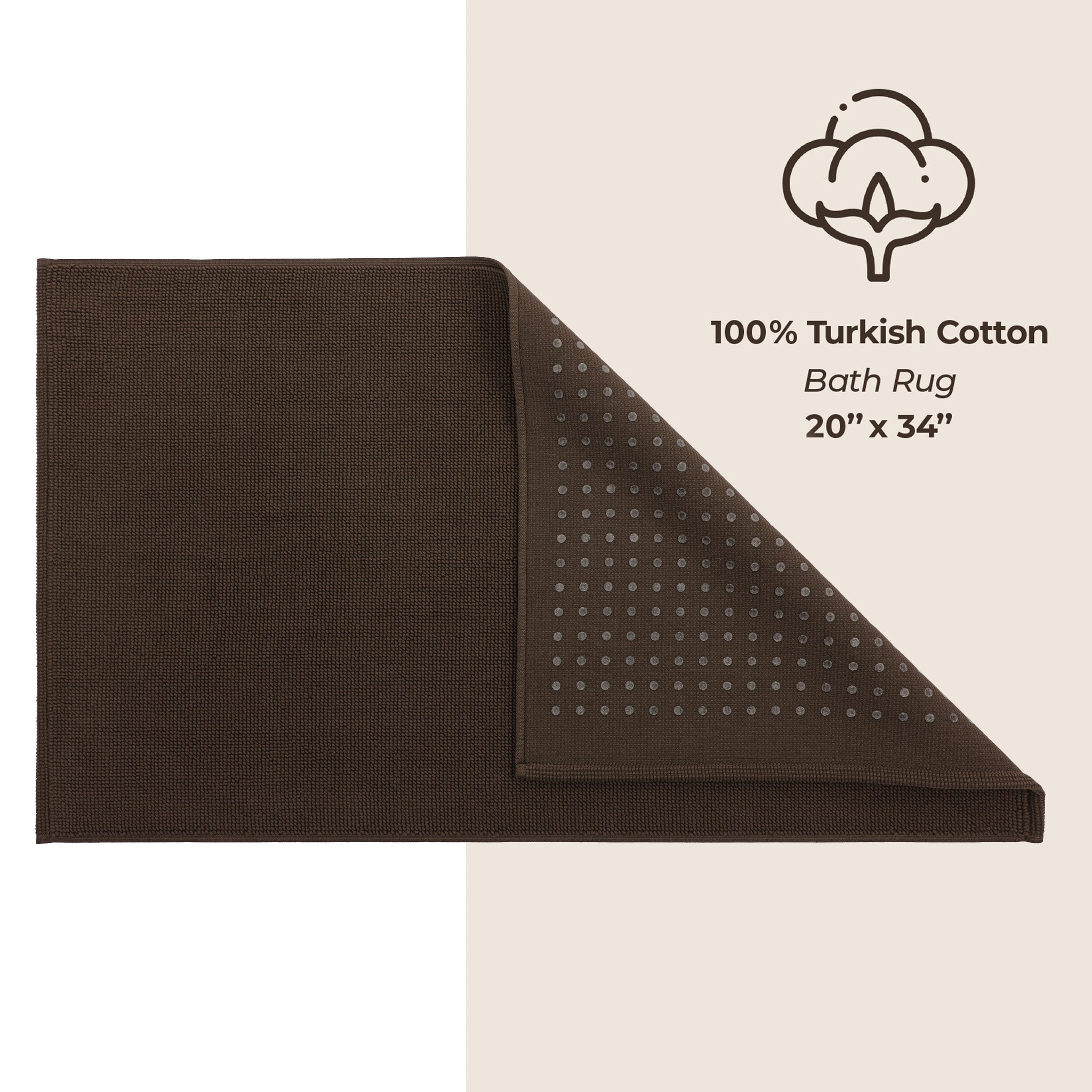 American Soft Linen Non-slip 20x34 100% Cotton Bath Rug Wholesale chocolate-brown-4