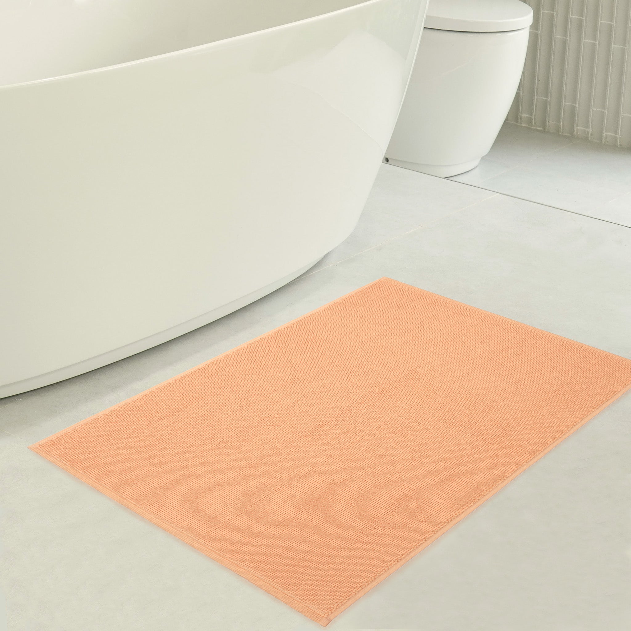 American Soft Linen Non-slip 20x34 100% Cotton Bath Rug Wholesale malibu-peach-3