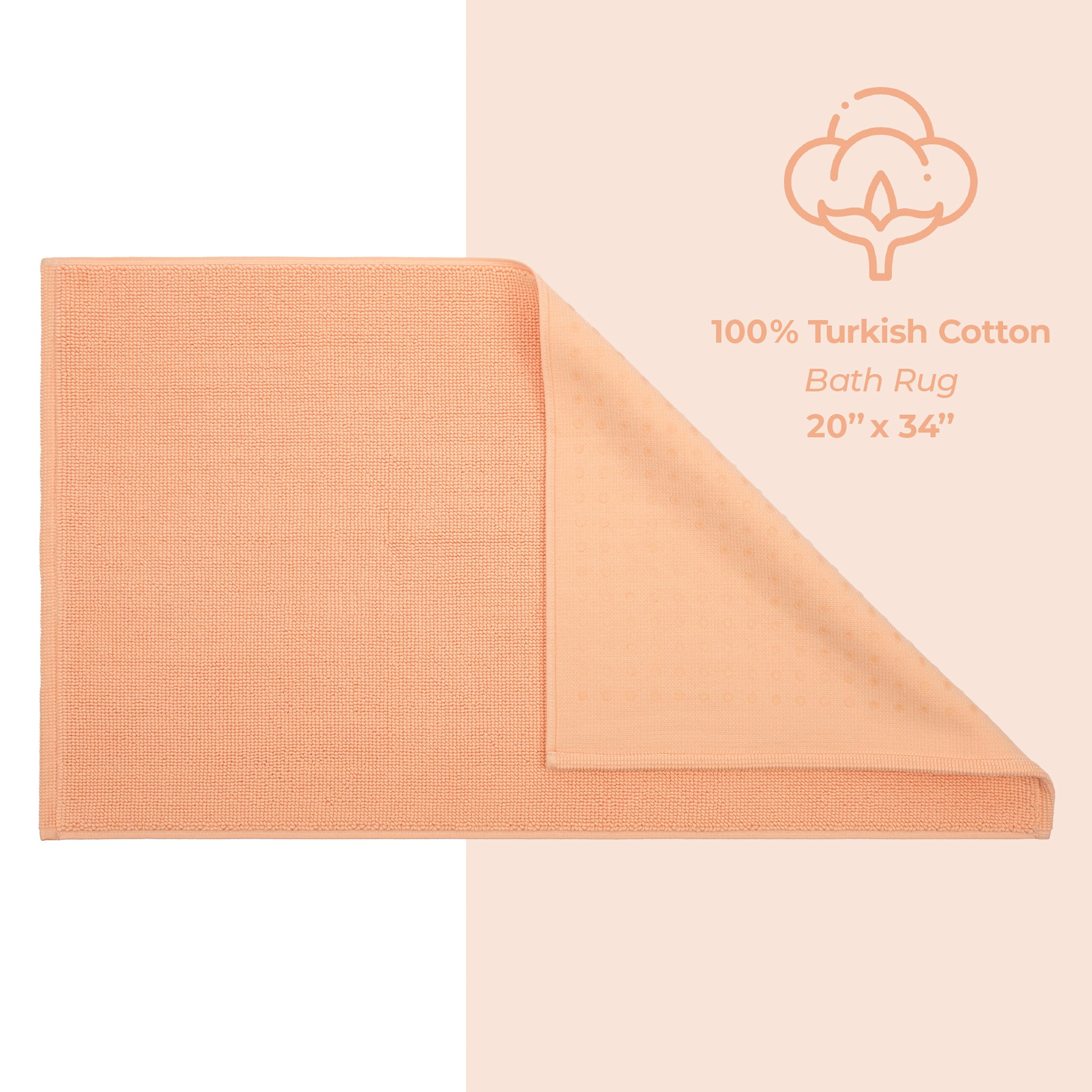 American Soft Linen Non-slip 20x34 100% Cotton Bath Rug Wholesale malibu-peach-4