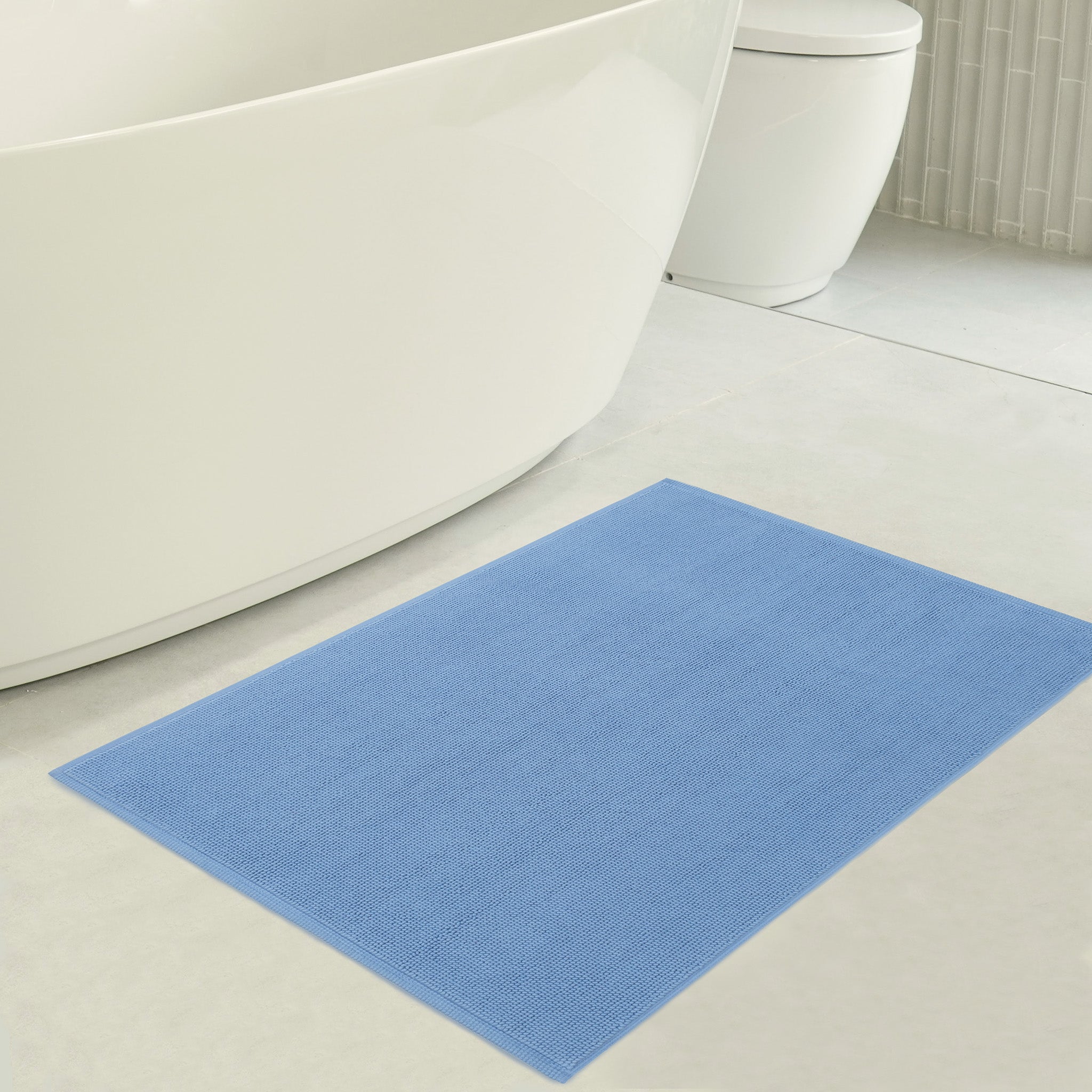 American Soft Linen Non-slip 20x34 100% Cotton Bath Rug Wholesale sky-blue-3