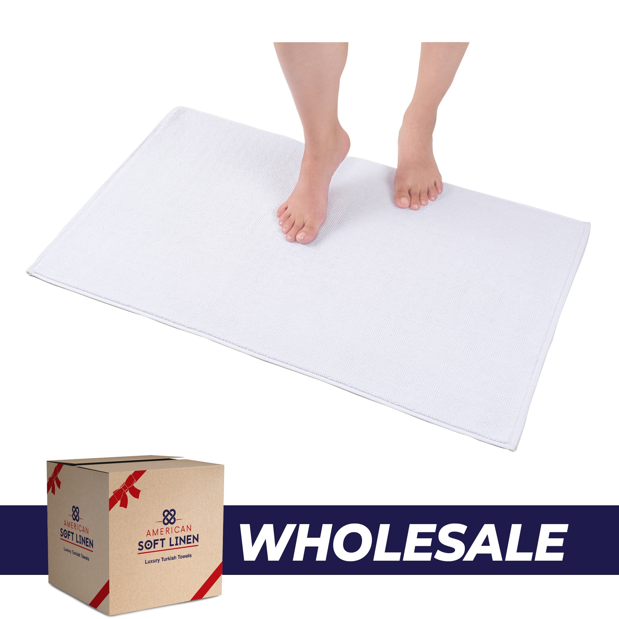 American Soft Linen Non-slip 20x34 100% Cotton Bath Rug Wholesale white-0