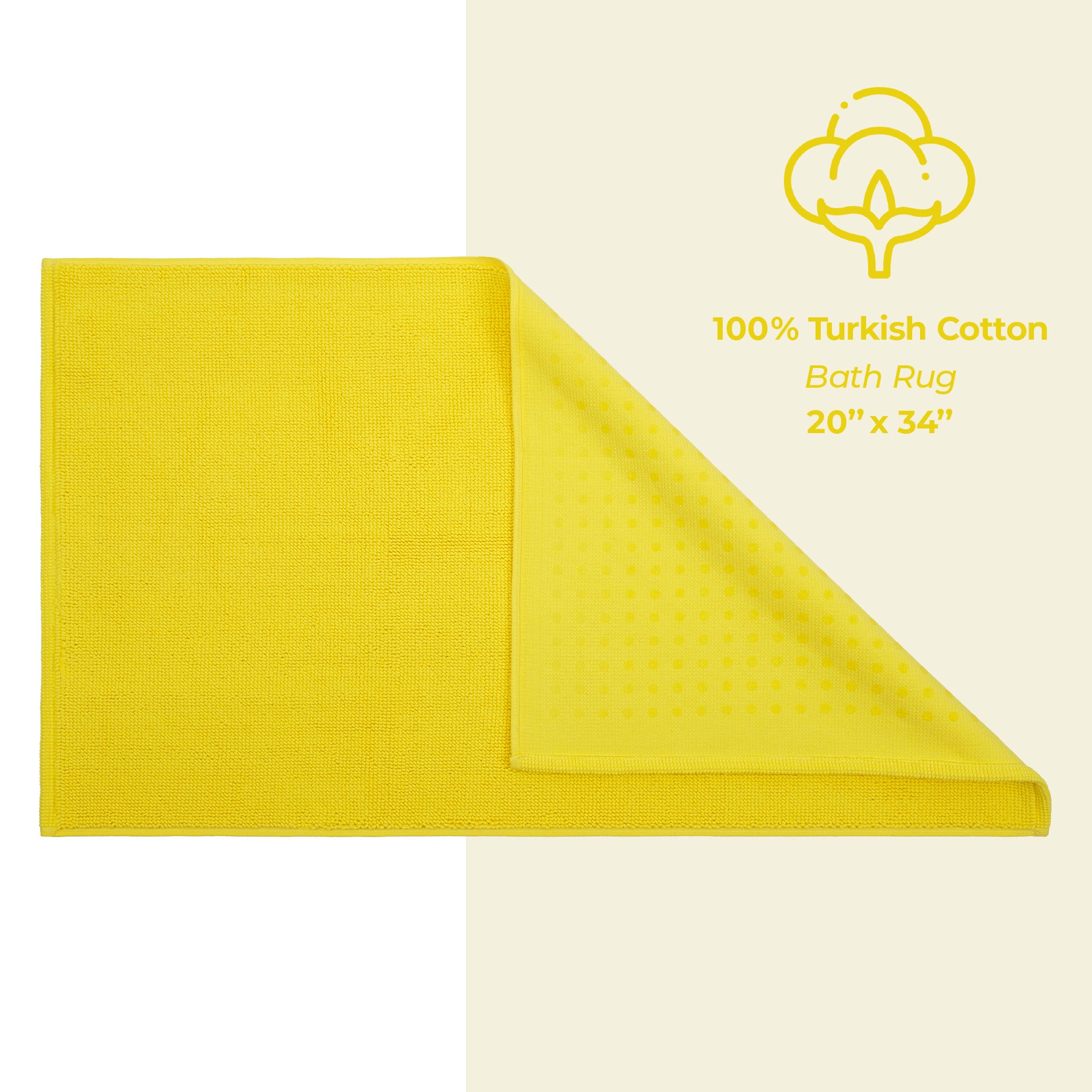 American Soft Linen Non-slip 20x34 100% Cotton Bath Rug Wholesale yellow-4