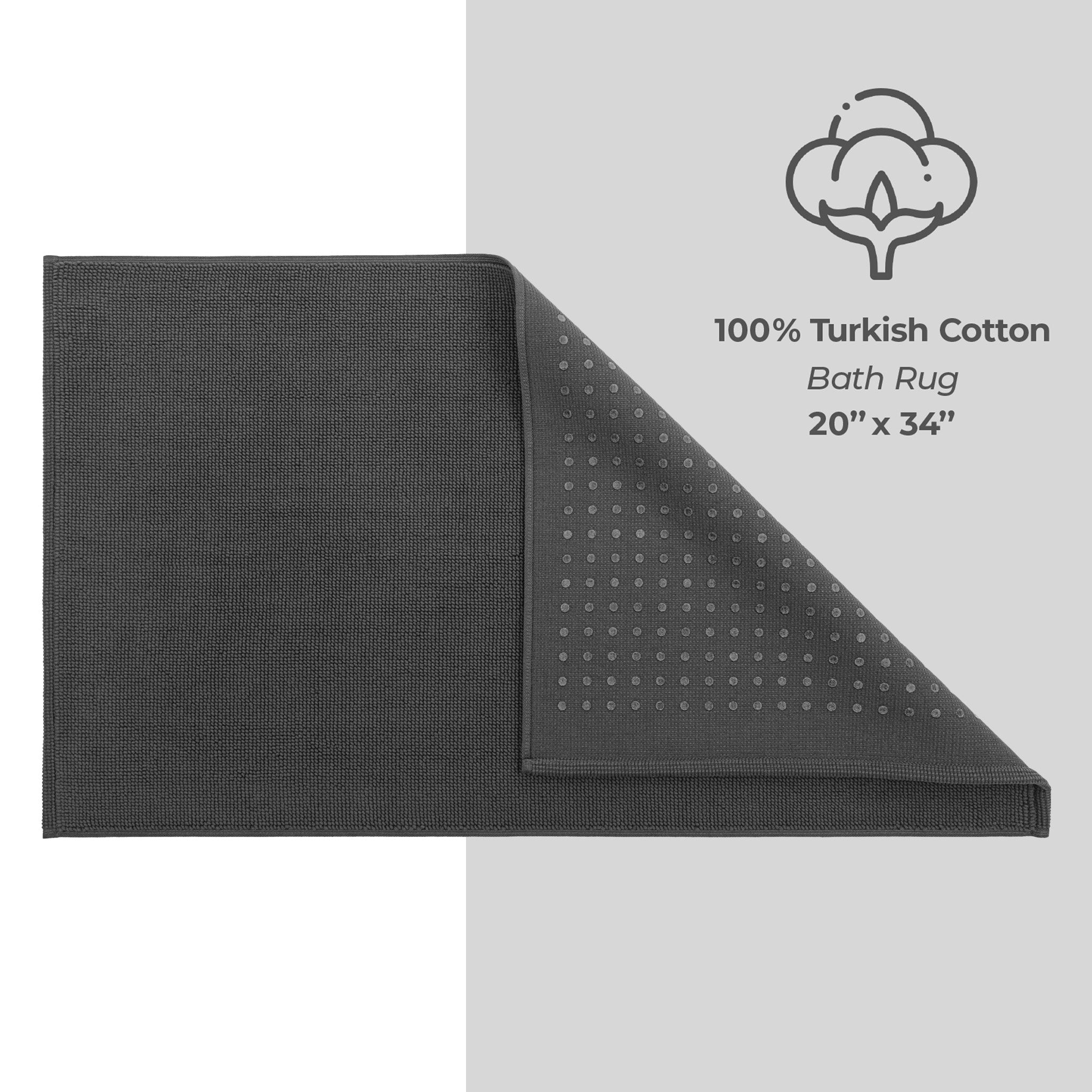 American Soft Linen Non-slip 20x34 100% Cotton Bath Rug gray-4