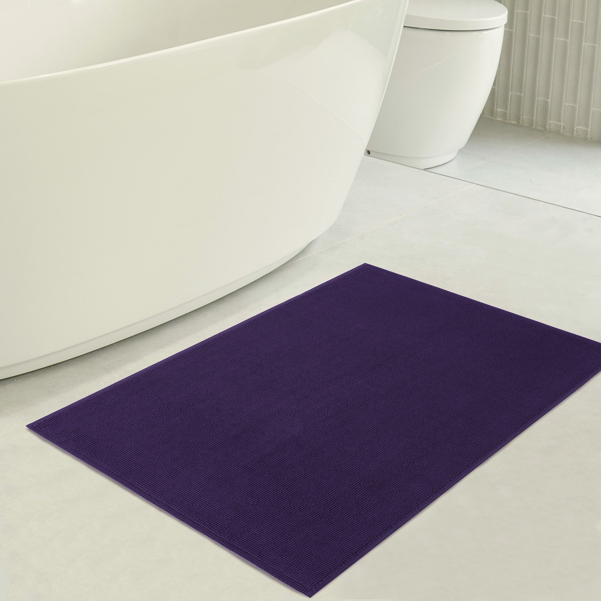 American Soft Linen Non-slip 20x34 100% Cotton Bath Rug purple-3