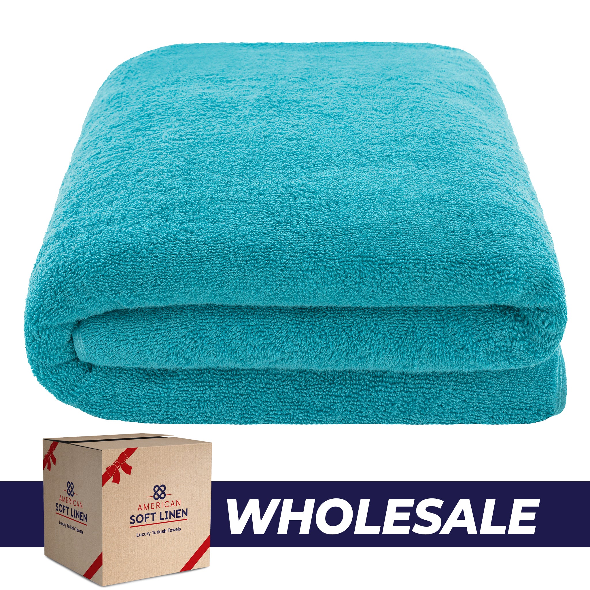 American Soft Linen - 40x80 Inch Oversized Bath Sheet Turkish Bath Towel - 12 Piece Case Pack - aqua-blue-1