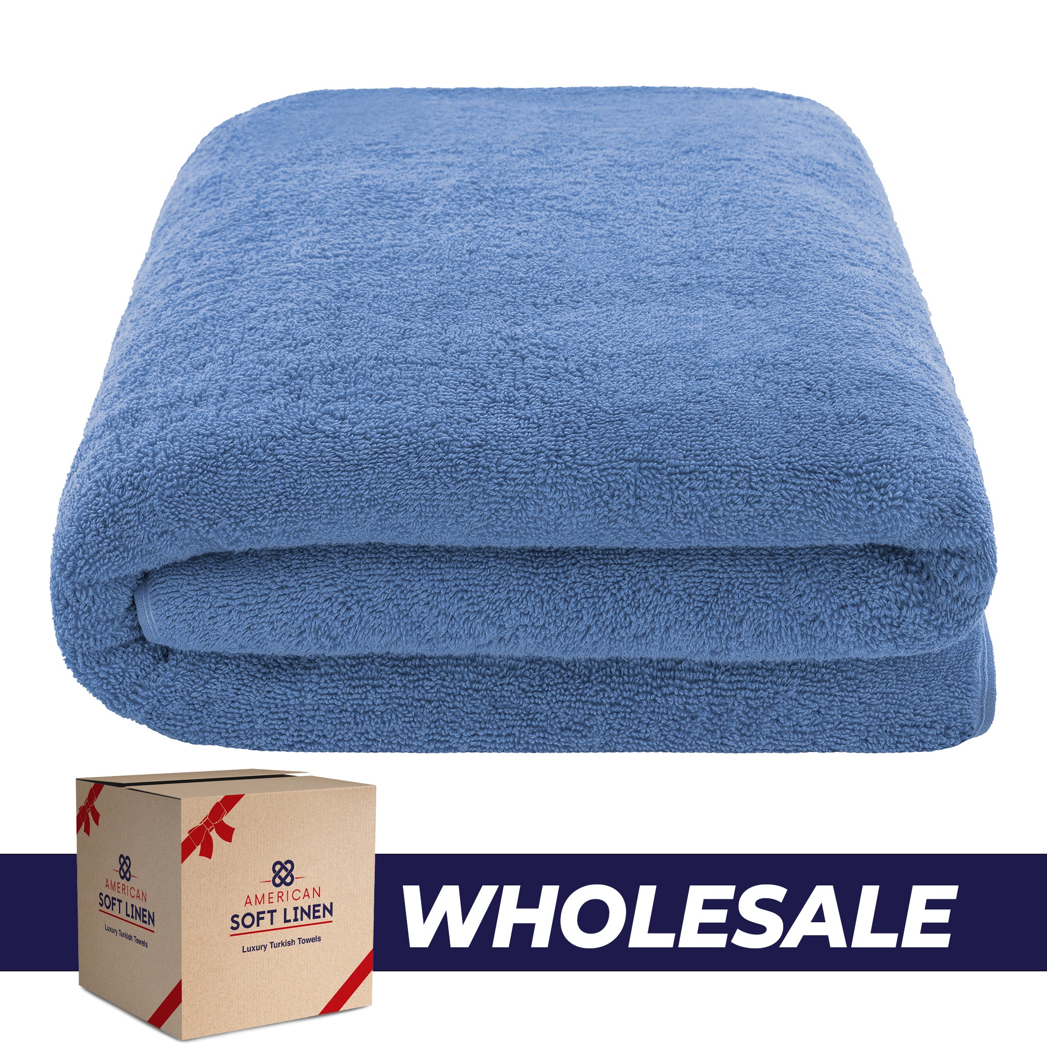 American Soft Linen - 40x80 Inch Oversized Bath Sheet Turkish Bath Towel - 12 Piece Case Pack - electric-blue-