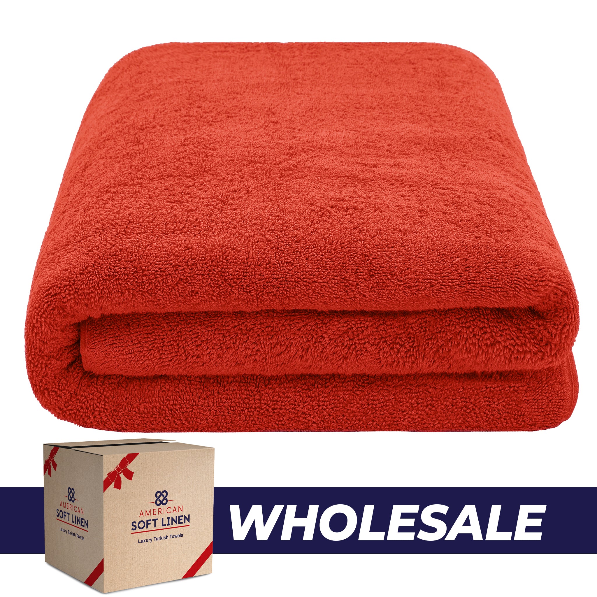 American Soft Linen - 40x80 Inch Oversized Bath Sheet Turkish Bath Towel - 12 Piece Case Pack - red-1