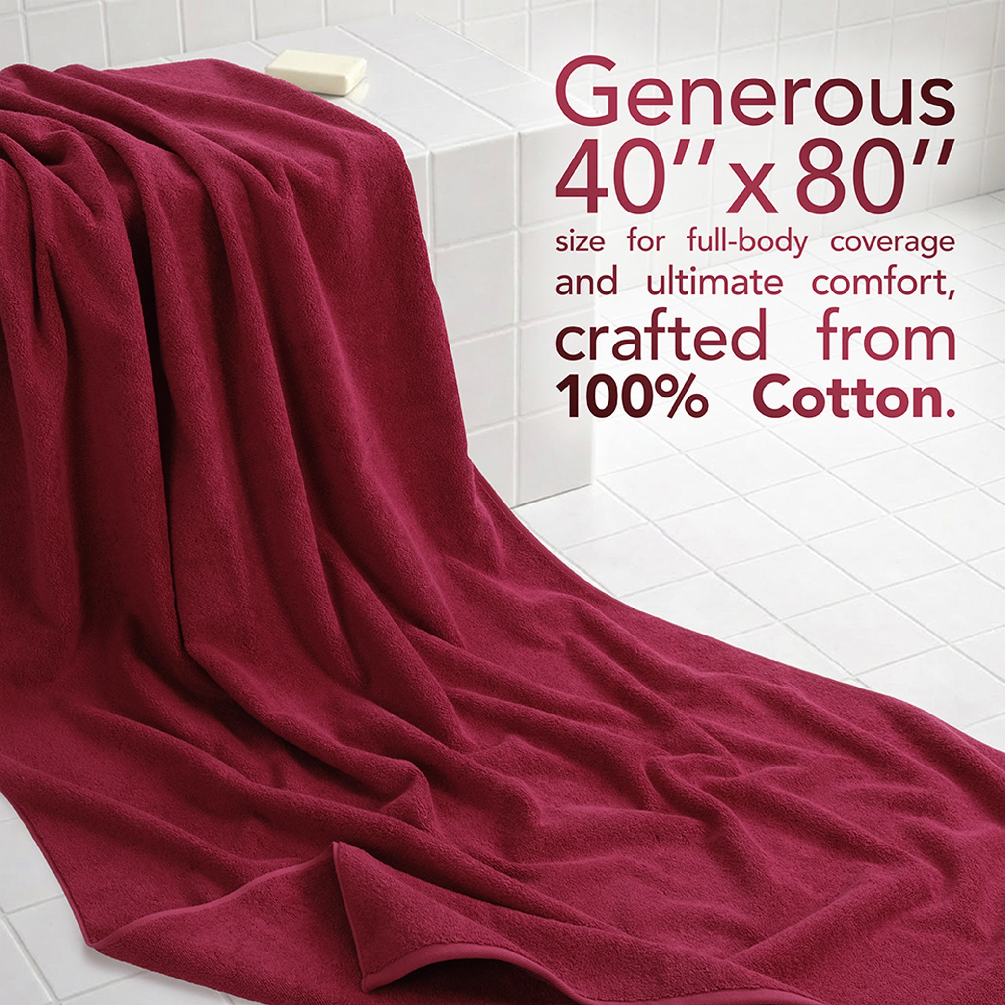 40x80 Inch Premium Bath Sheet OVERSIZED 100% Ring Spun Cotton, Luxury, Maximum Softness, Extra Large Bath Towel