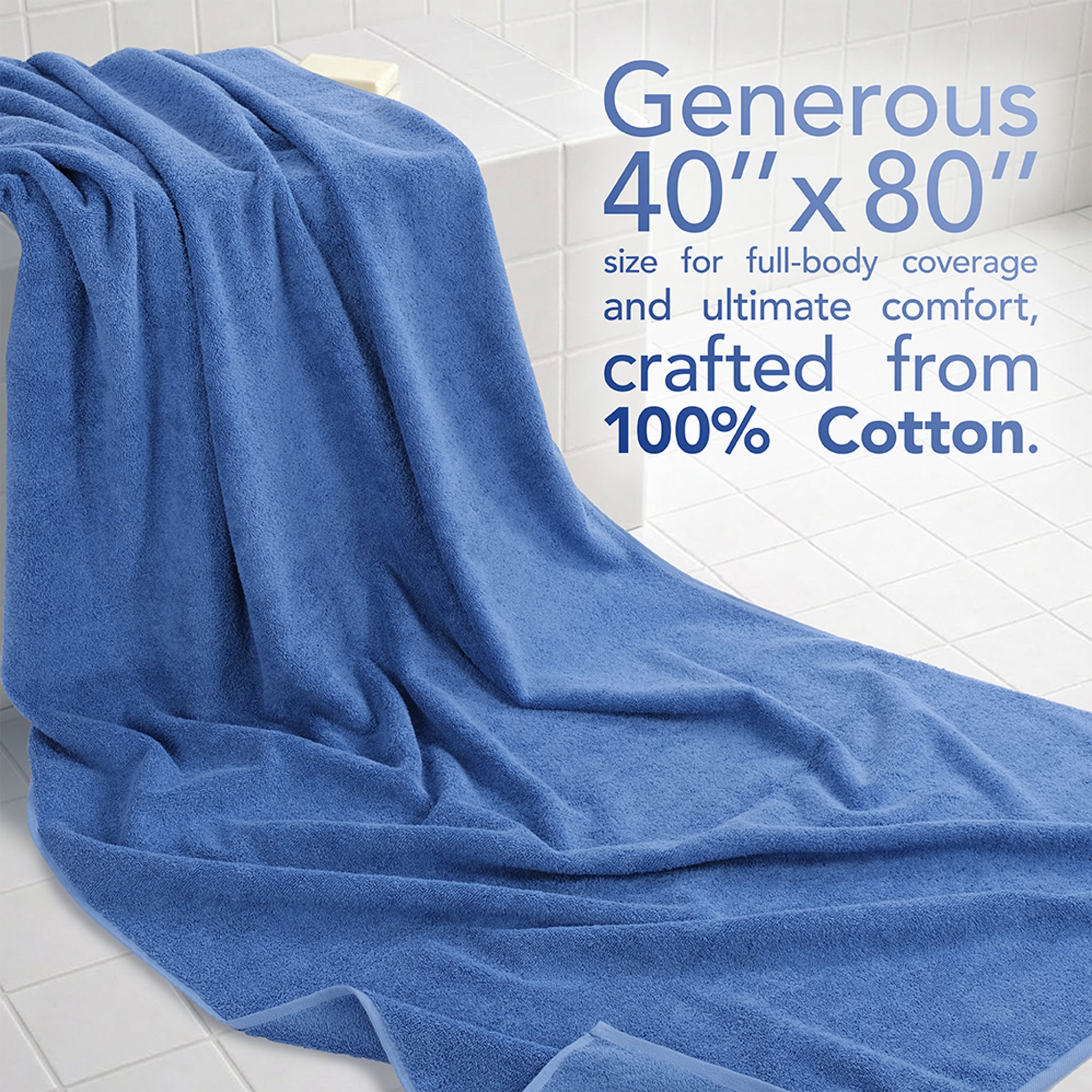 40x80 Inch Premium Bath Sheet OVERSIZED 100% Ring Spun Cotton, Luxury, Maximum Softness, Extra Large Bath Towel