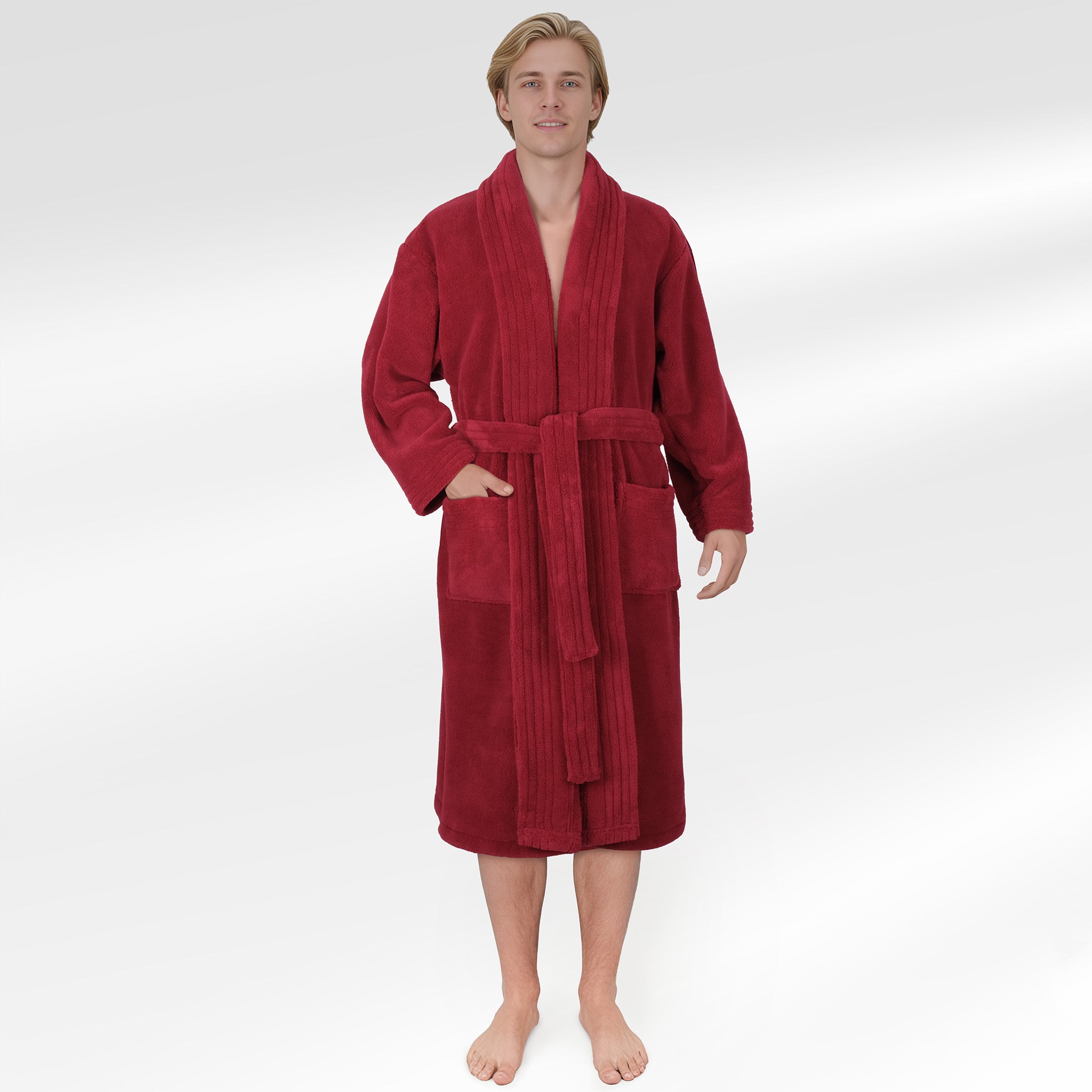 American Soft Linen Luxury Men’s Fleece Bathrobe – Ultra Soft, Warm & Lightweight Plush Robe
