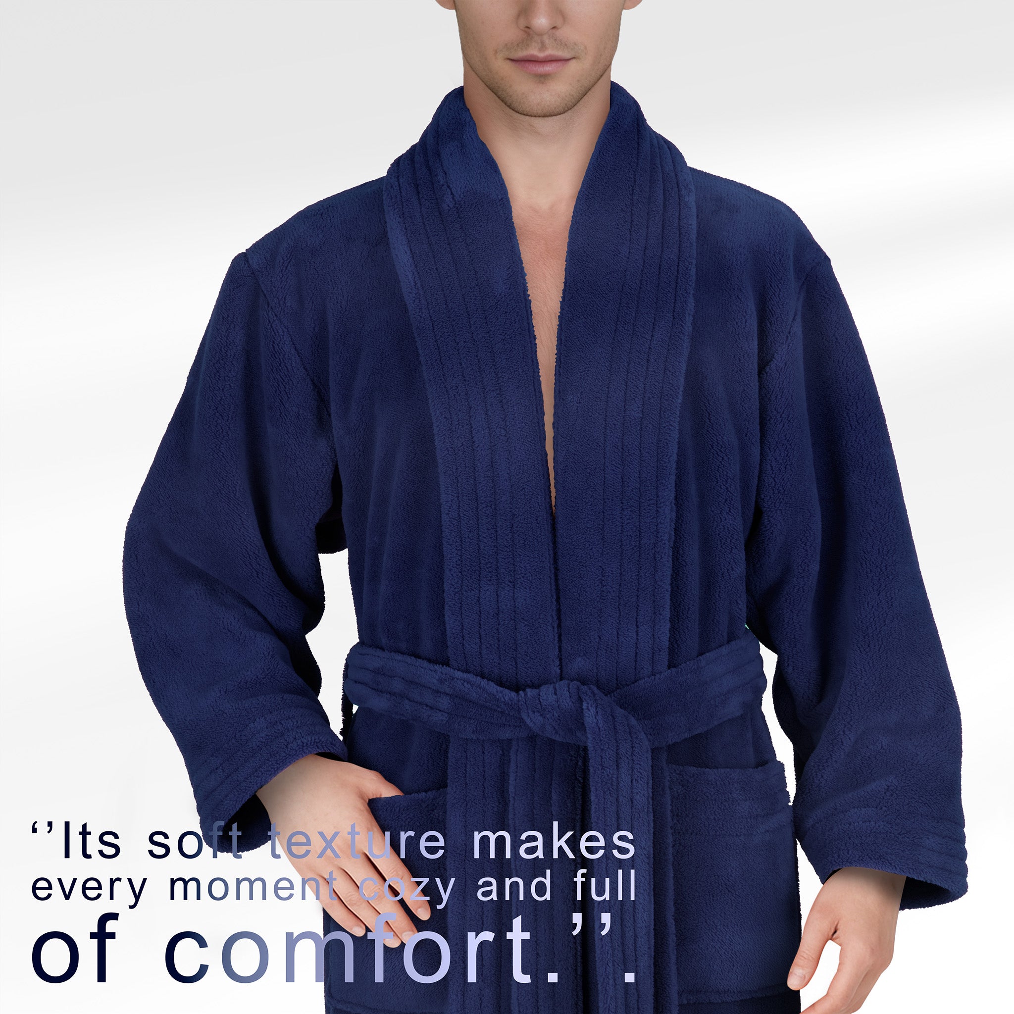 American Soft Linen Luxury Men’s Fleece Bathrobe – Ultra Soft, Warm & Lightweight Plush Robe