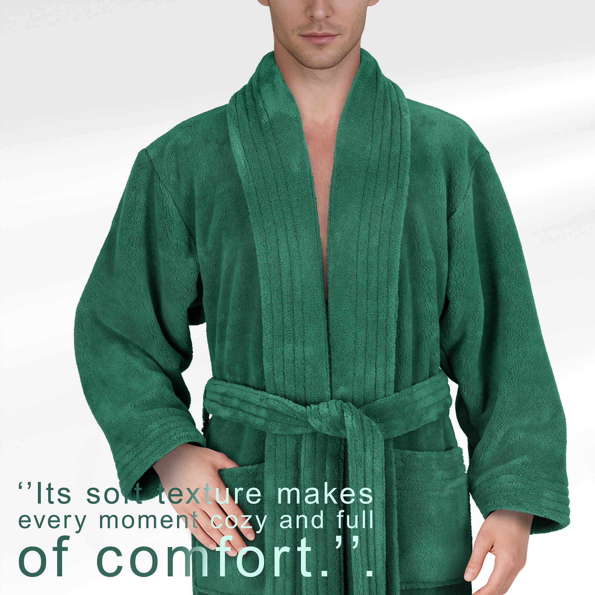 American Soft Linen Luxury Men’s Fleece Bathrobe – Ultra Soft, Warm & Lightweight Plush Robe