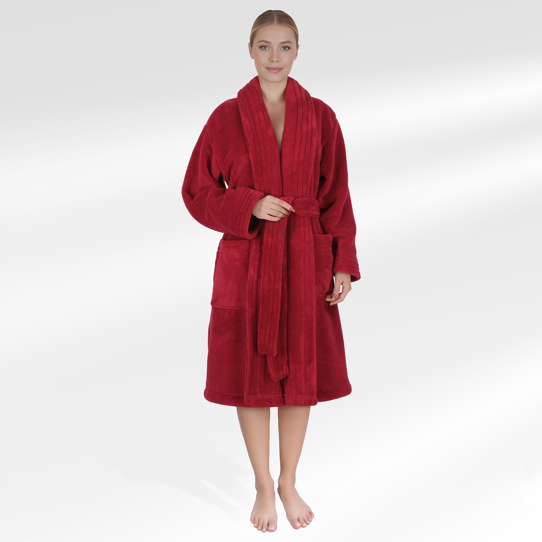 American Soft Linen Luxury Women’s Fleece Bathrobe – Ultra Soft, Warm & Lightweight Plush Robe