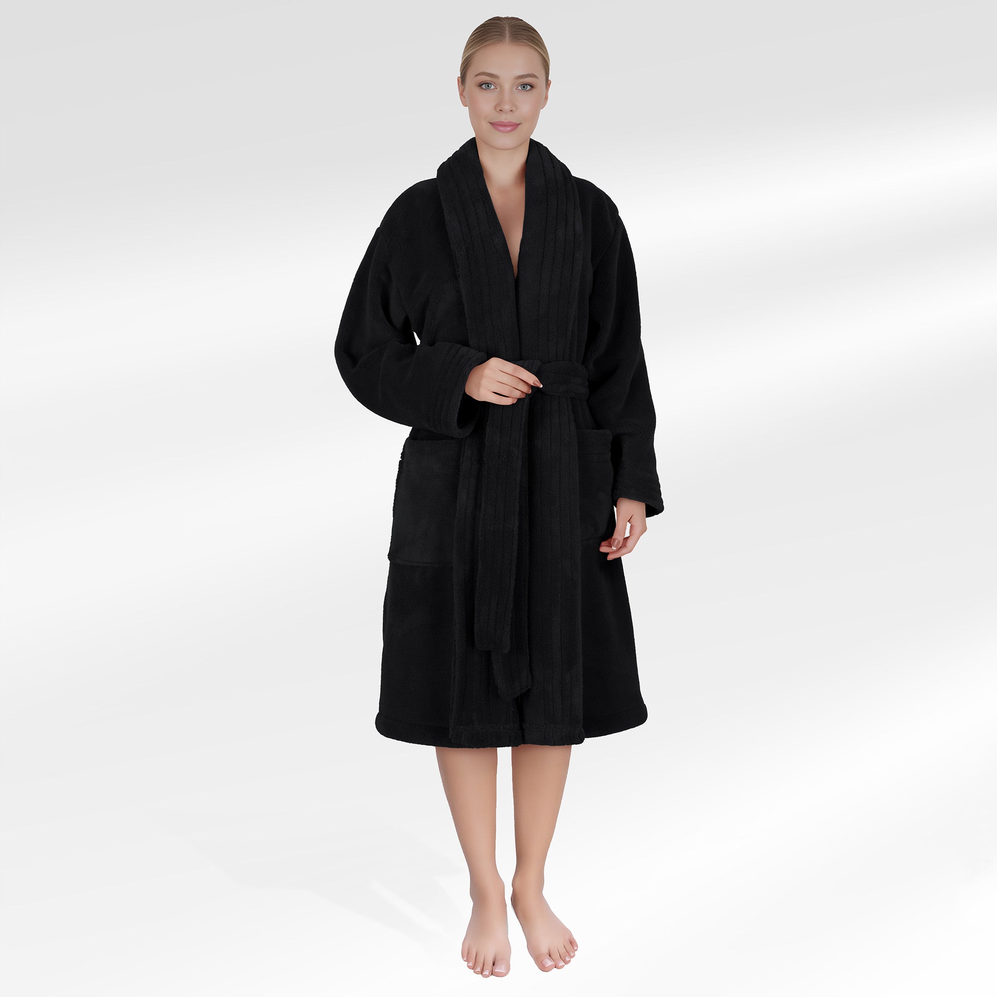 American Soft Linen Luxury Women’s Fleece Bathrobe – Ultra Soft, Warm & Lightweight Plush Robe