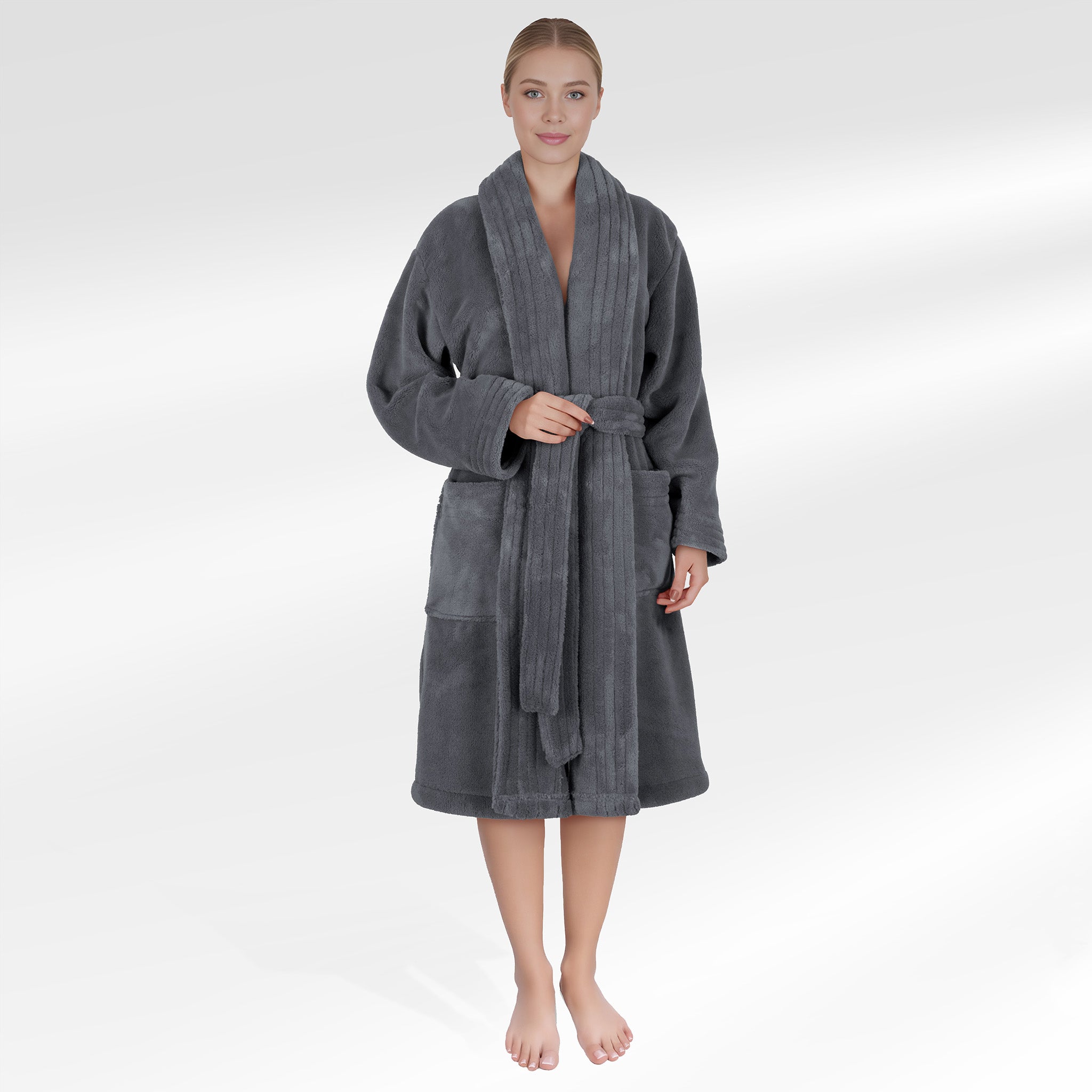 American Soft Linen Luxury Women’s Fleece Bathrobe – Ultra Soft, Warm & Lightweight Plush Robe